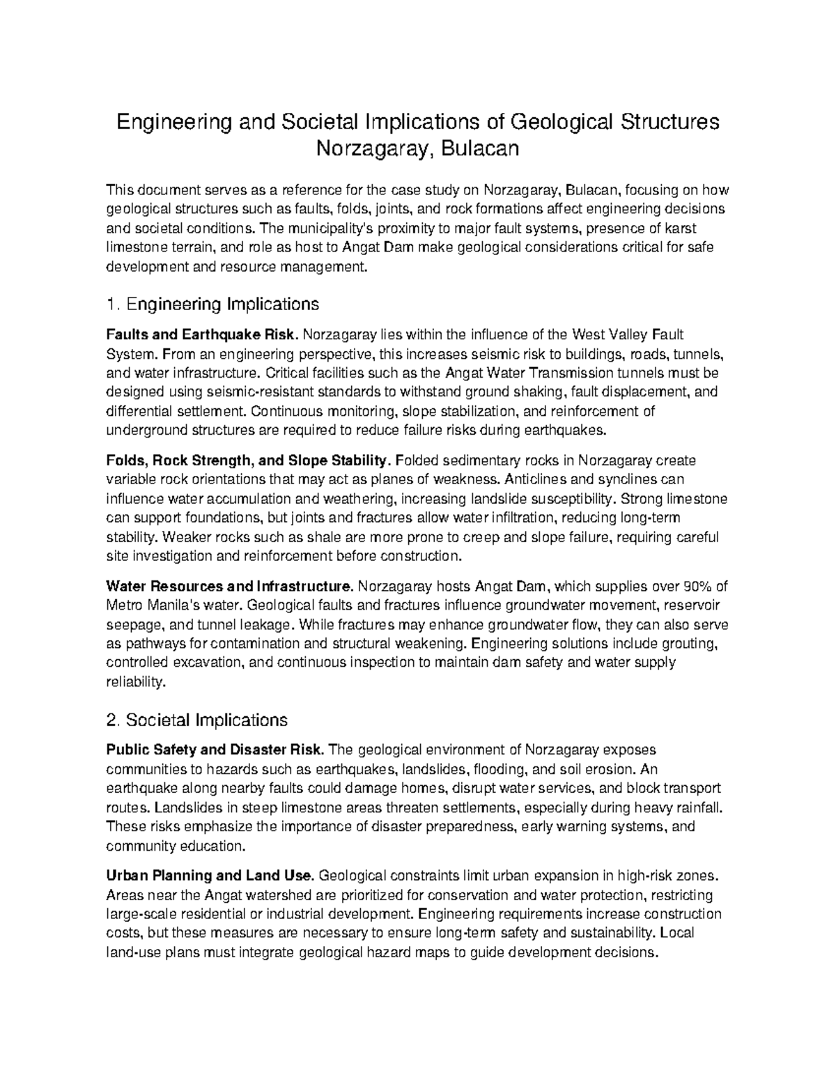 Case Study: Engineering & Societal Implications in Norzagaray, Bulacan ...