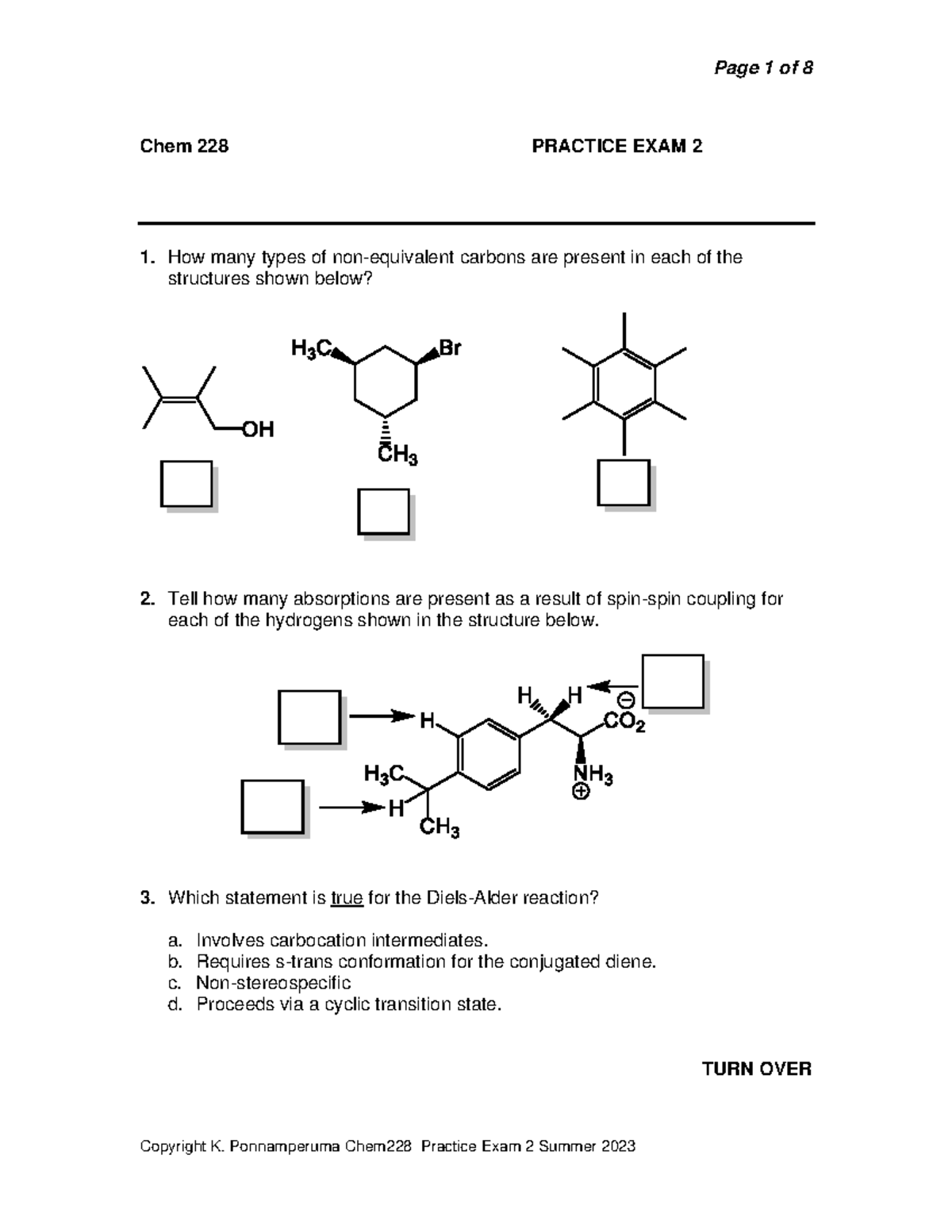 Chem 228 Practice Exam 2 - Summer 2023 Review Questions - Studocu