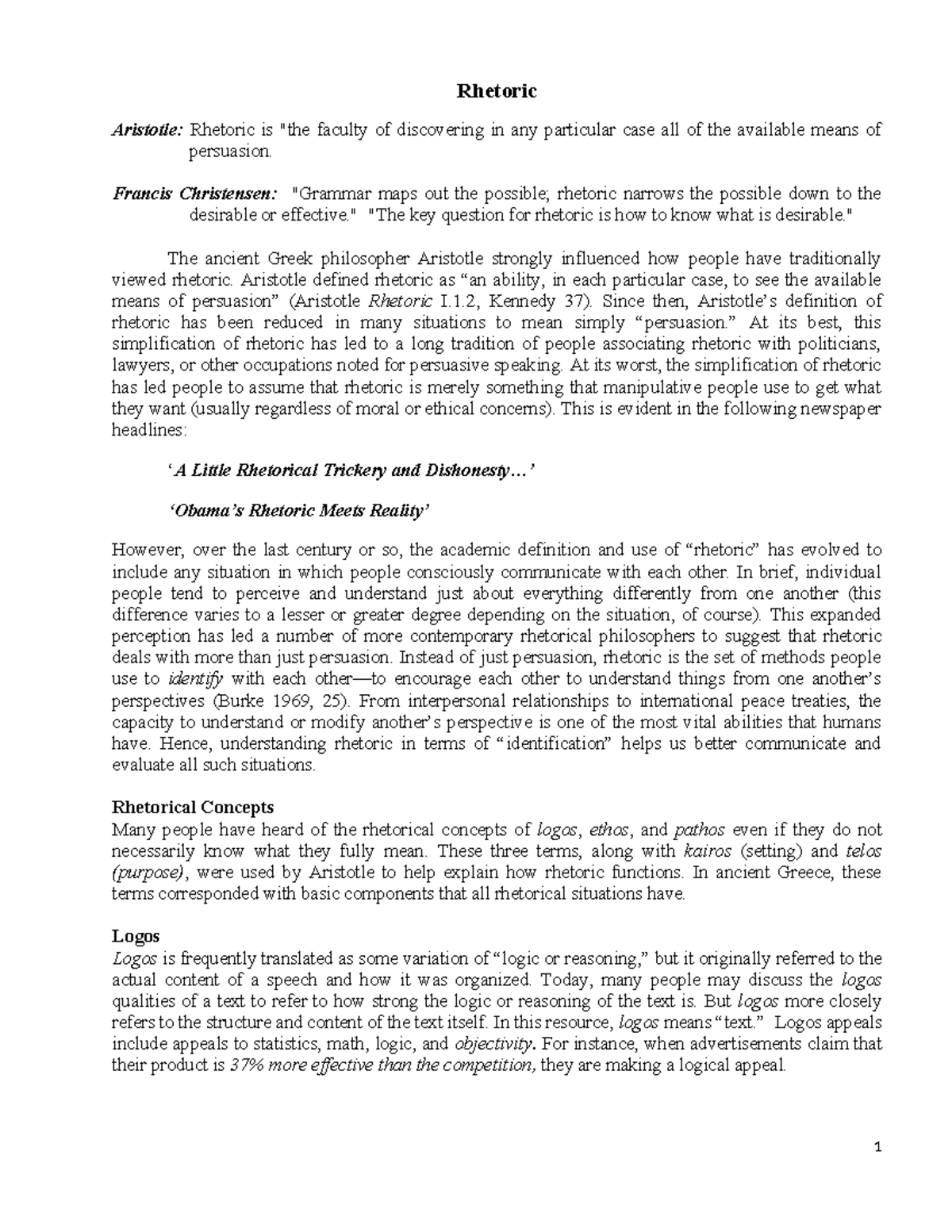 Rhetoric Concepts and Appeals: An Overview for ENG 101 Final Exam - Studocu