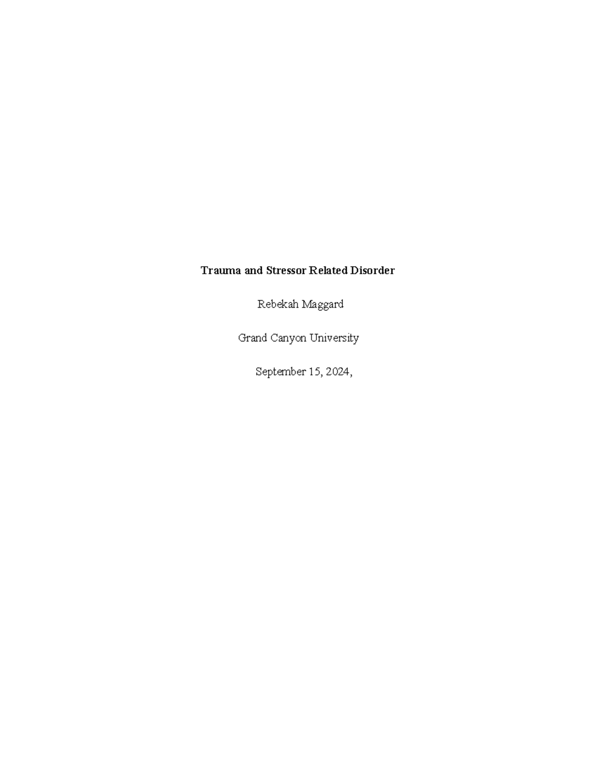 Trauma and Stressor related Disorder - Trauma and Stressor Related ...