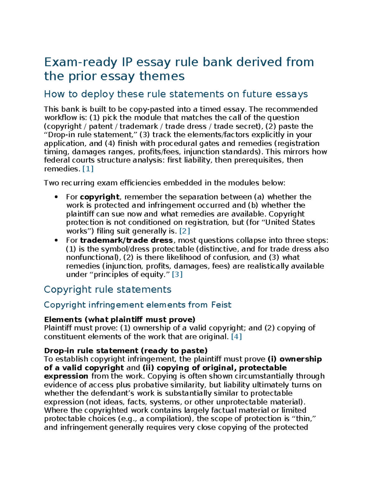 Exam-Ready IP Essay Rule Bank: Key Themes & Strategies - Studocu