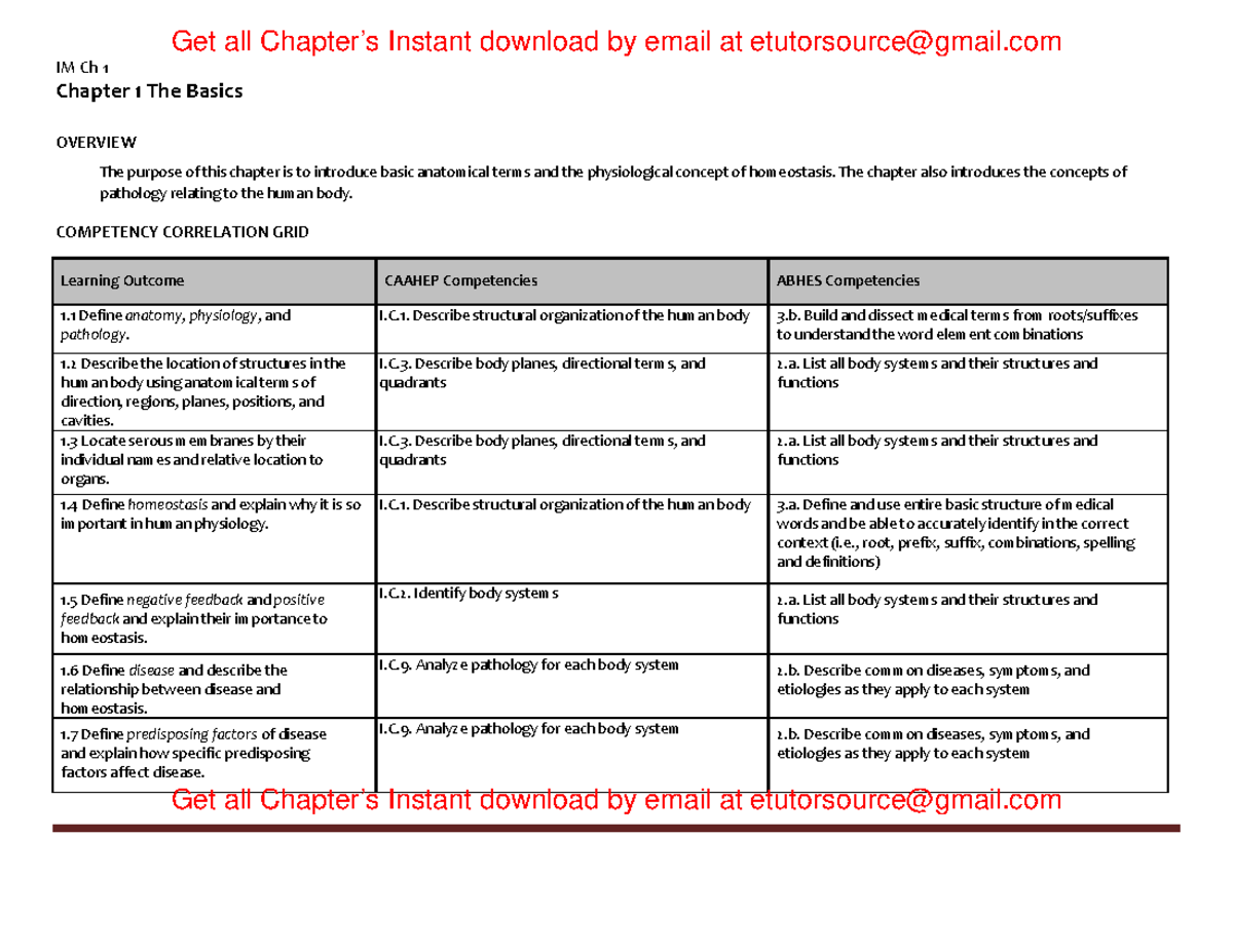 Solutions Manual for Anatomy & Physiology: Chapter 1 Overview IM Ch 1 ...