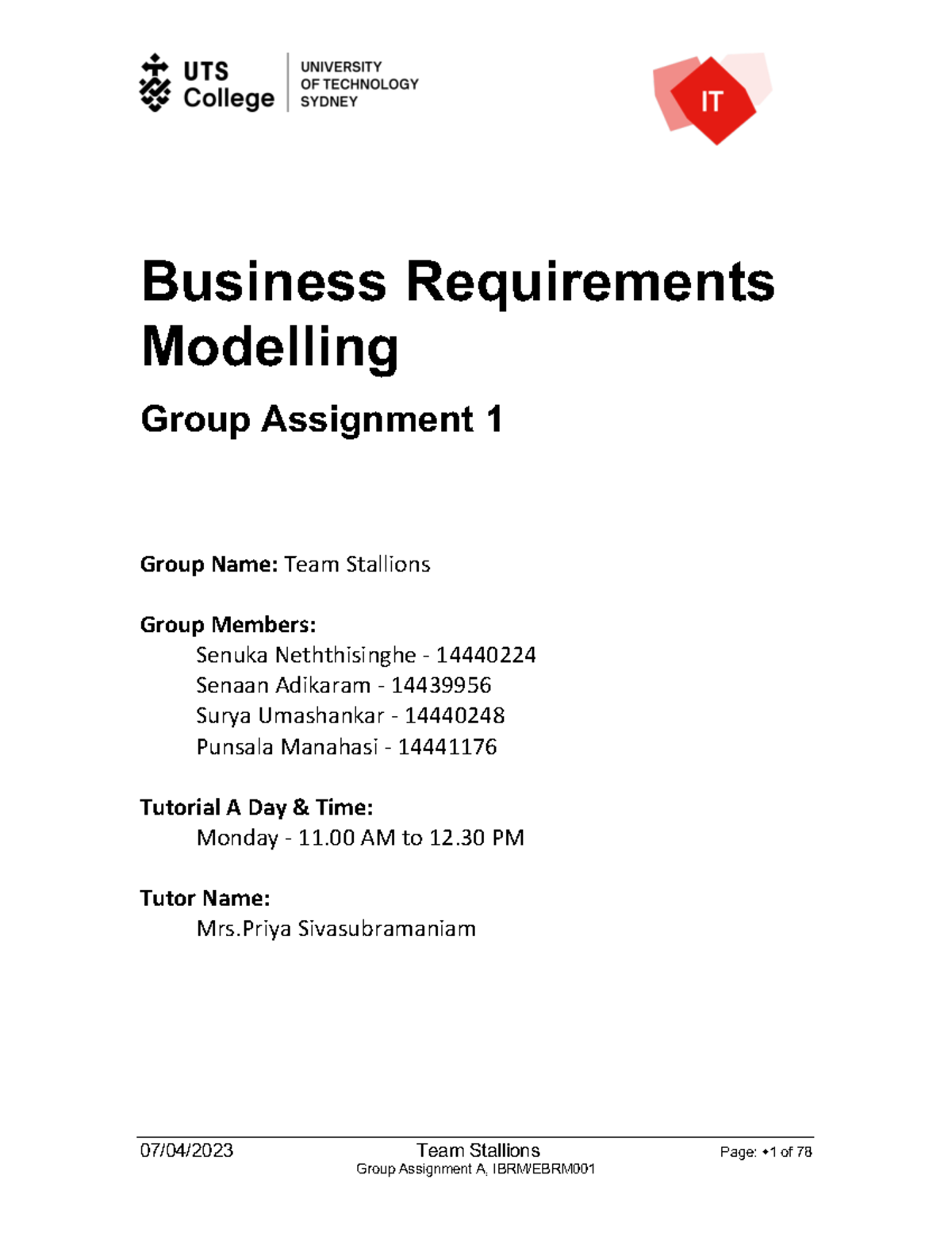 Business Requirement modelling - Assignment 1 (Senuka,Senaan,Surya ...
