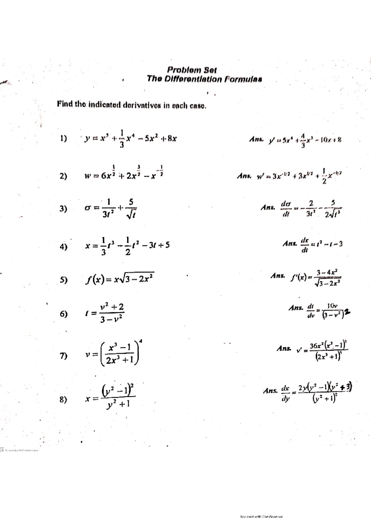 Final Exam Solutions for Calc (Math 101) - Studocu
