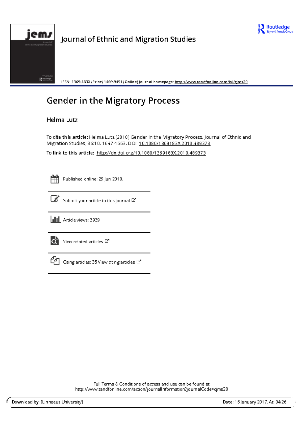 Revisiting Gender Dynamics in Migration Processes: Insights and ...