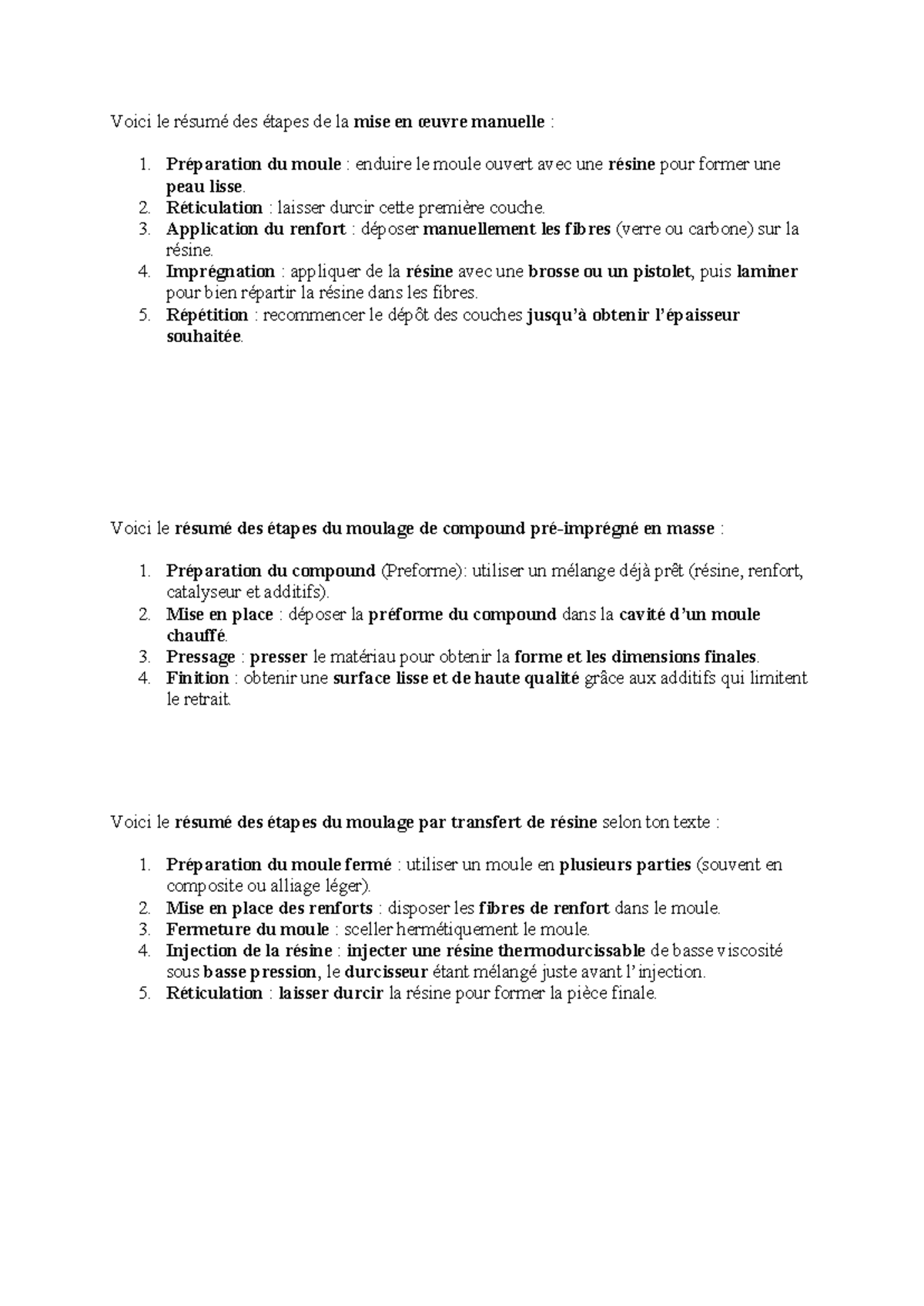 Mise en Œuvre Manuelle des Procédés de Moulage et de Verre Studocu — free download