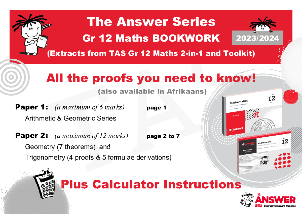 Gr 12 Maths Bookwork: Essential Proofs and Formulas - Studocu