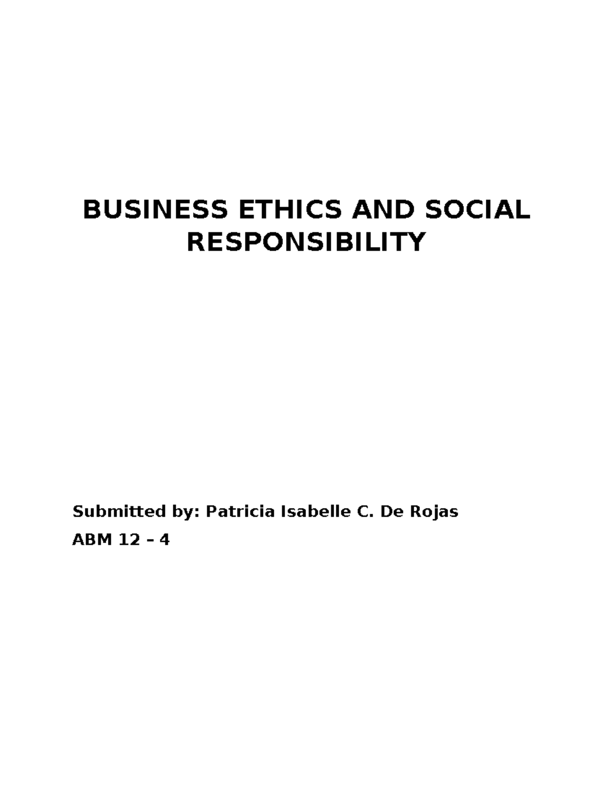 Business Ethics & Social Responsibility - ABM 12-4 Seatwork #3 - Studocu