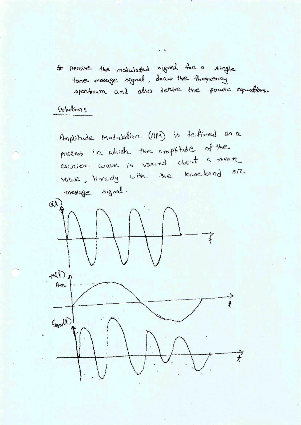AM Modulation Analysis: Signal Derivation & Power Equations - LC Notes ...
