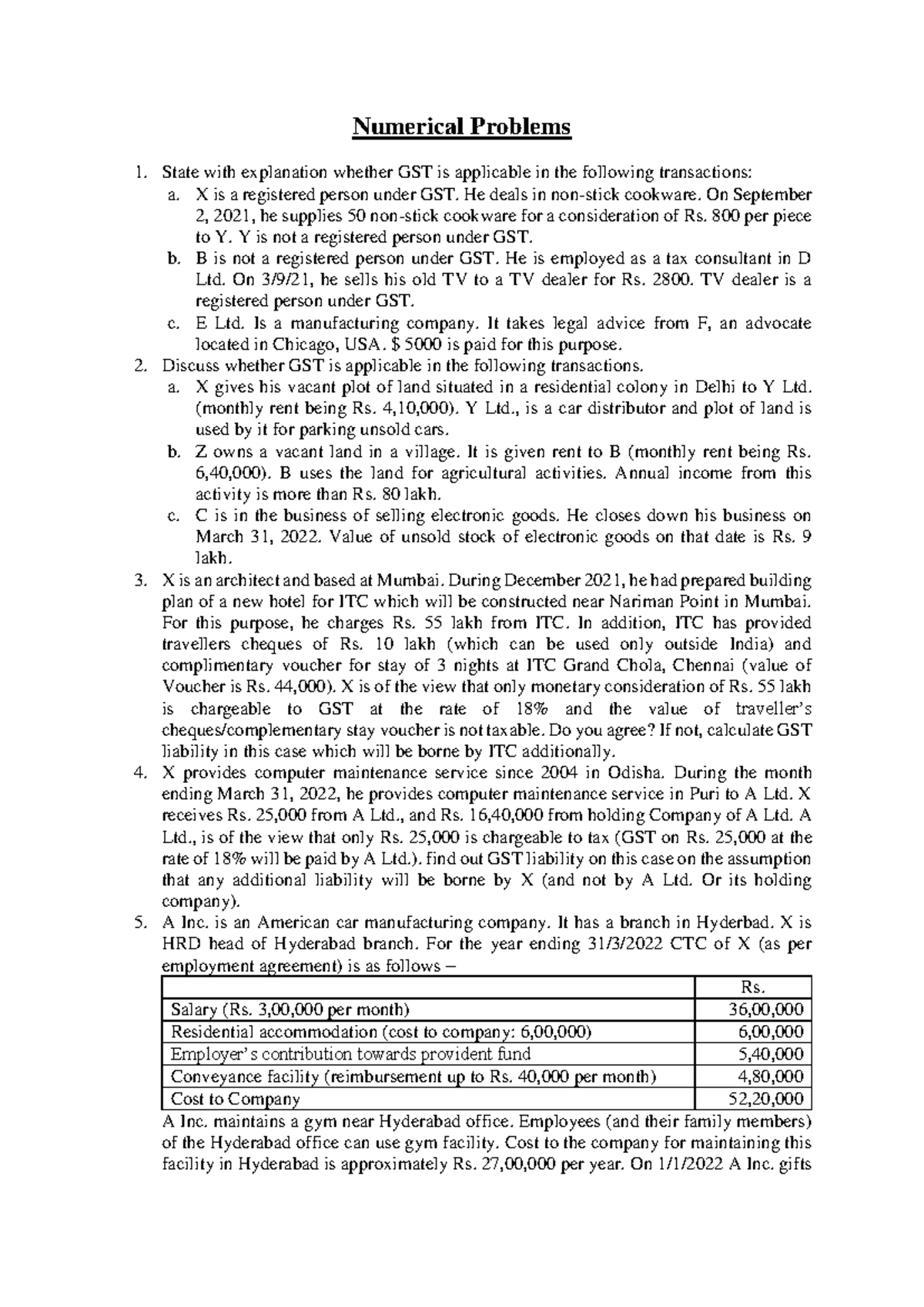 Miscellaneous Problems - Numerical Problems State with explanation ...