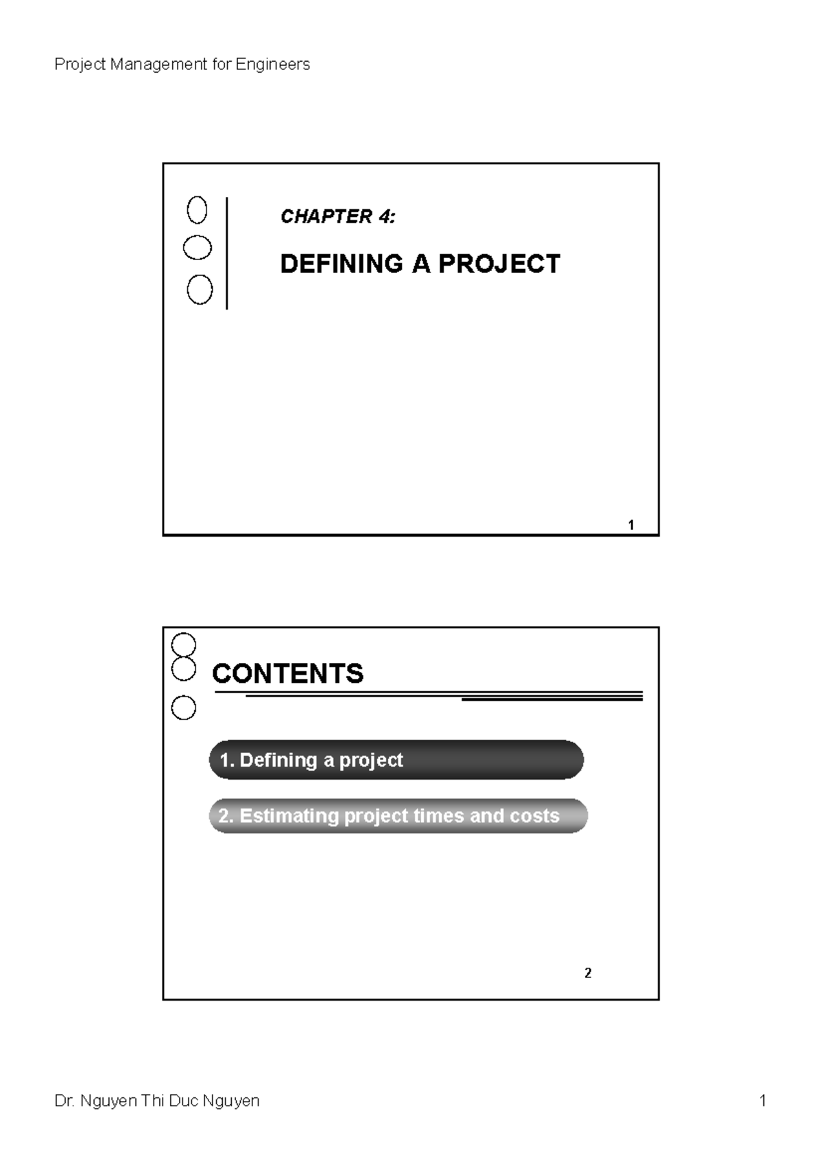 C4.1-Defining a project - CHAPTER 4: DEFINING A PROJECT 1 CONTENTS 2 2 ...