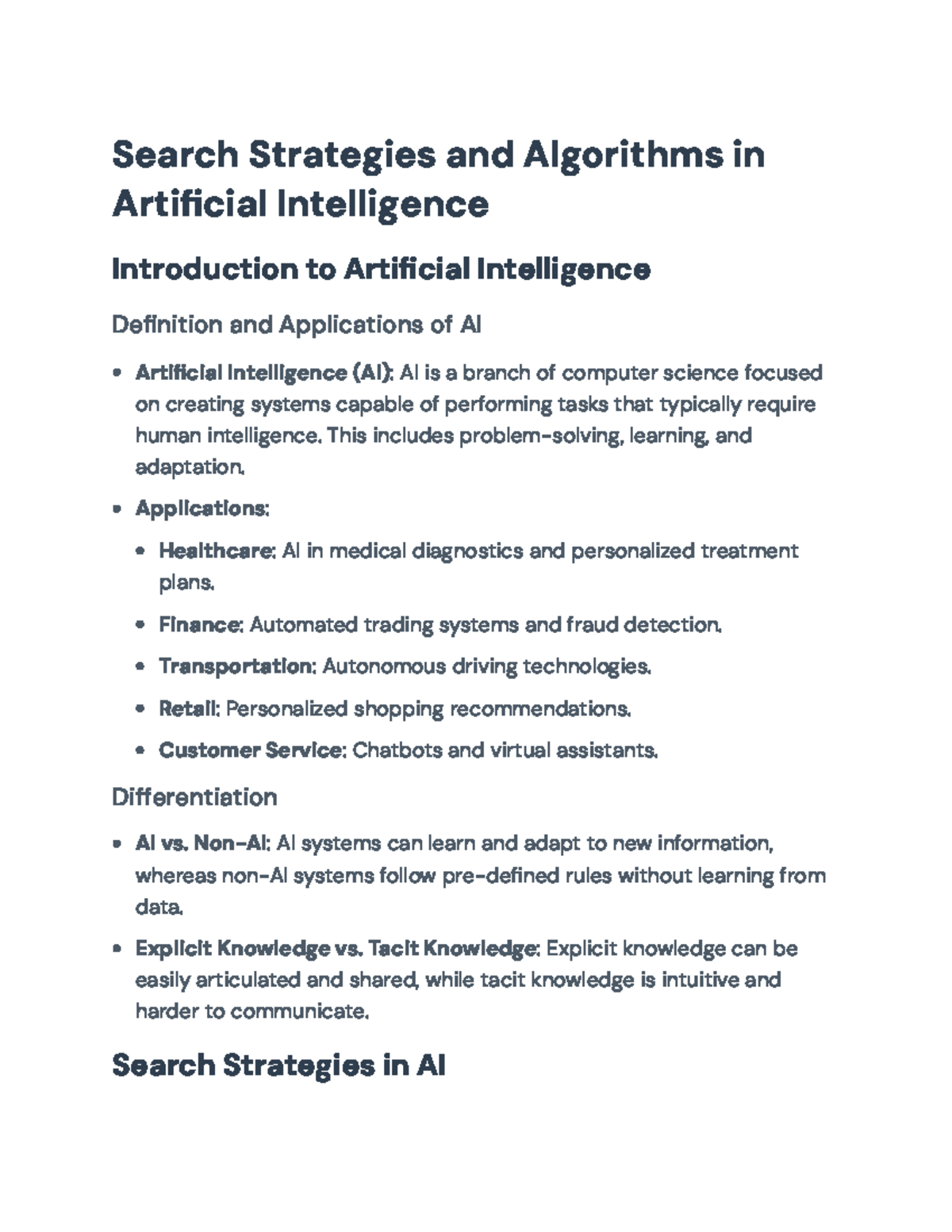 Search Strategies and Algorithms in AI: Overview and Applications ...