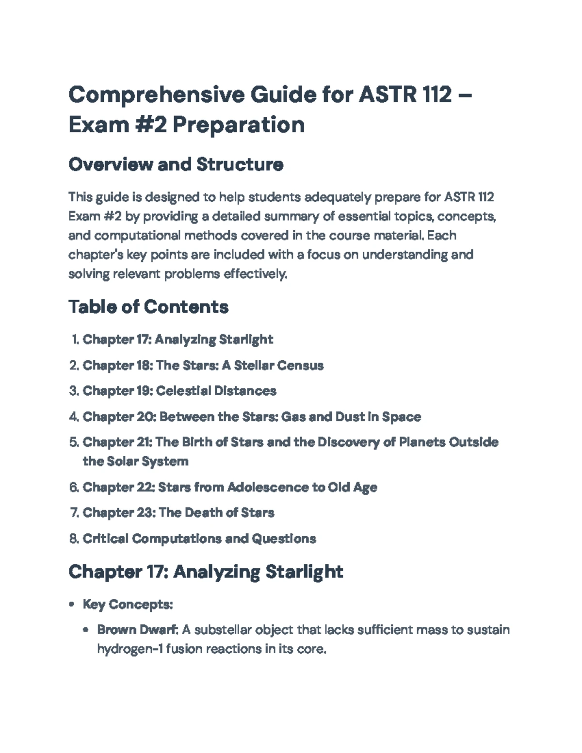 Study Sheet for ASTR 112 – Midterm Exam #2: Key Stellar Concepts - Studocu