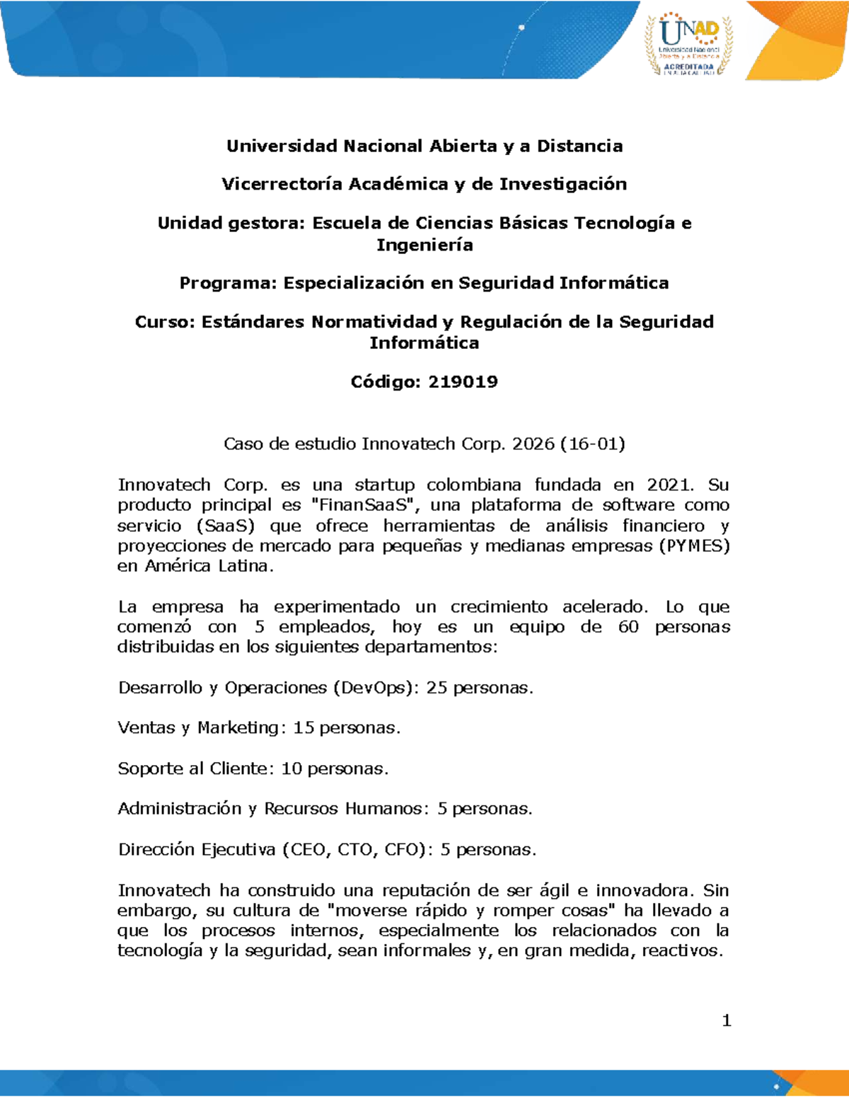 Caso de Estudio: Innovatech Corp. - Seguridad Informática 219019 - Studocu