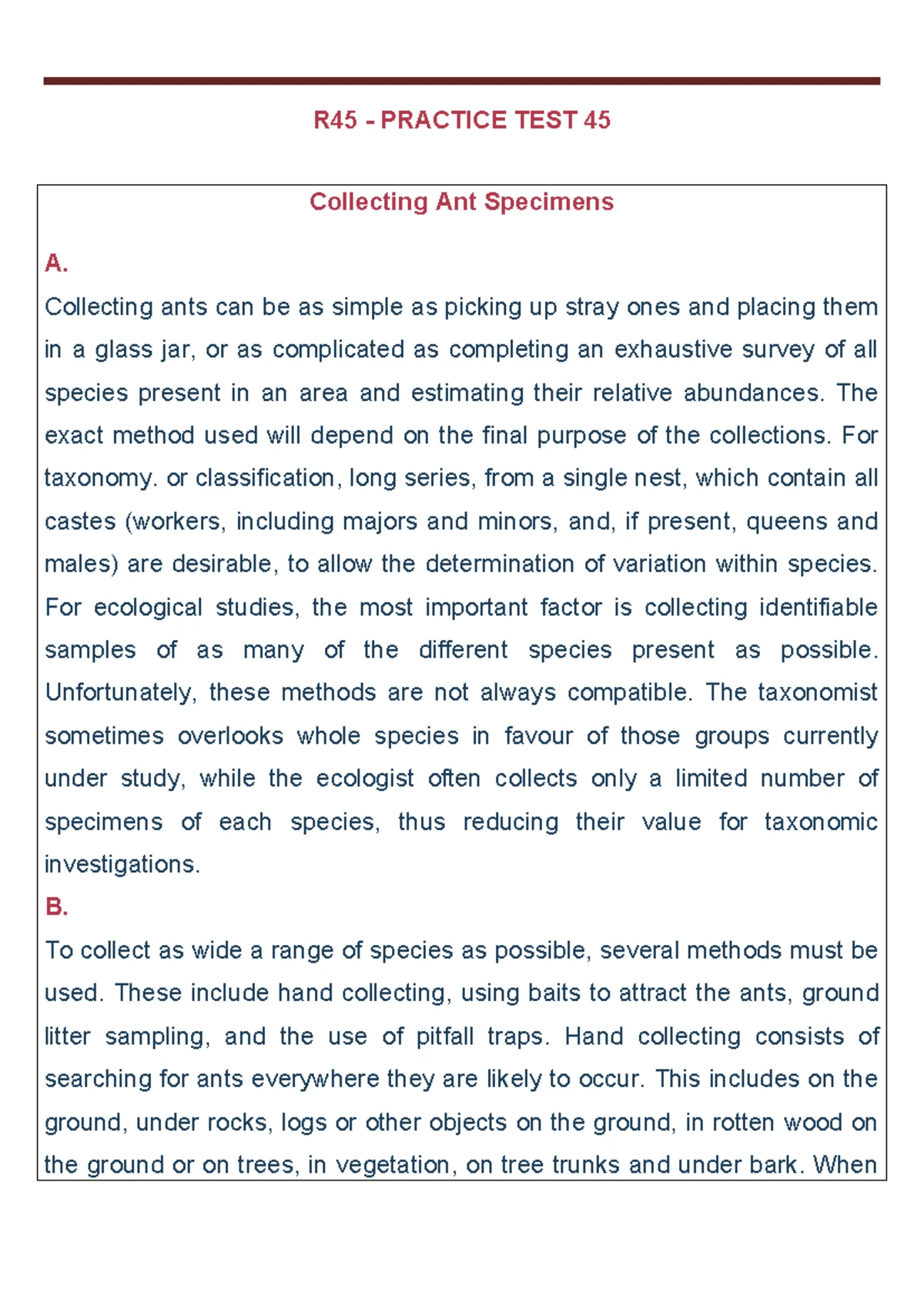 R10 - Practice Test 52: Understanding Ant Intelligence and ...