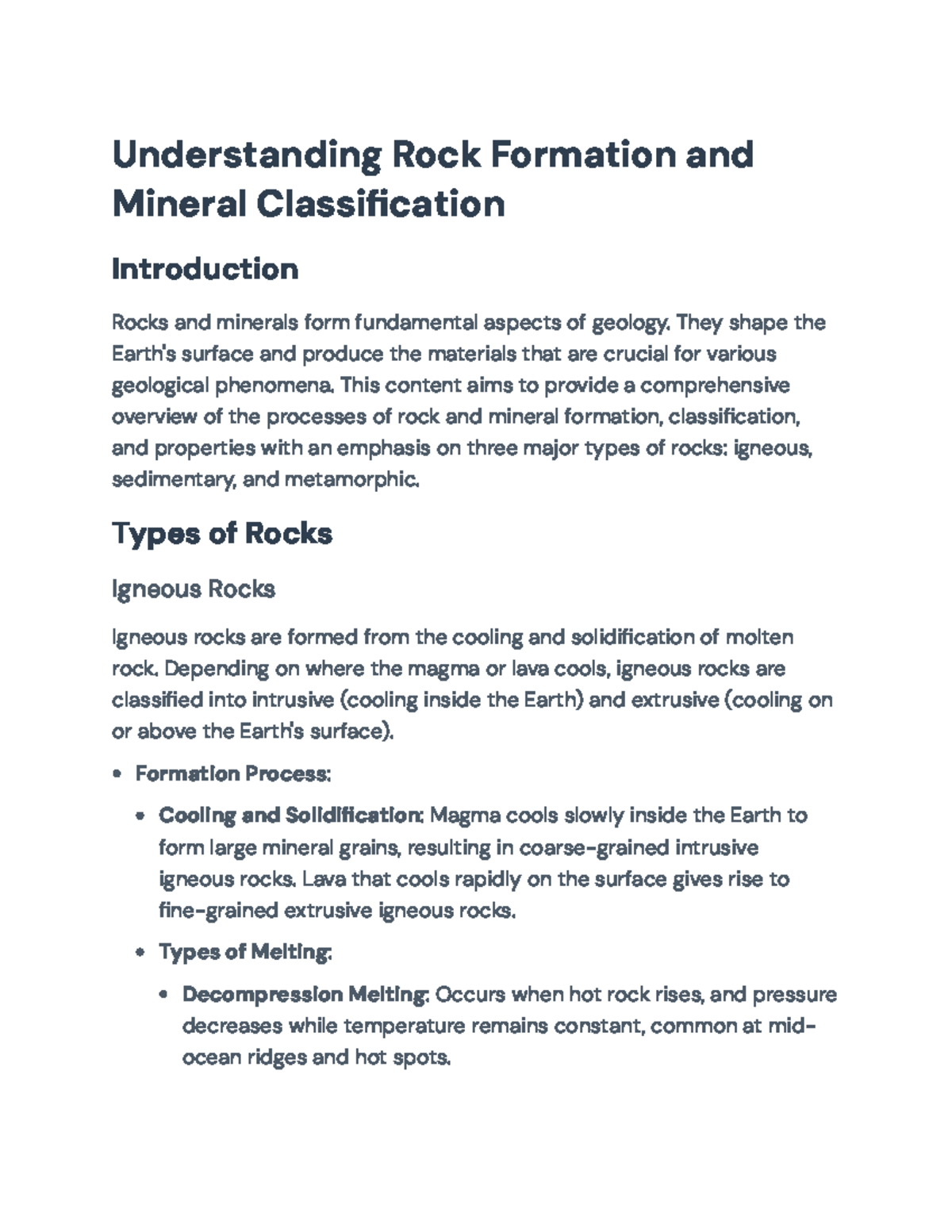 Geology 101: Overview of Rock Formation & Mineral Classification ...