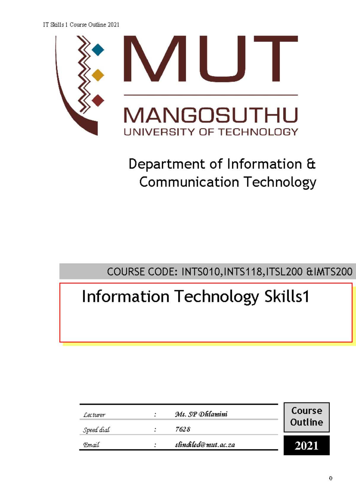 IT Skills Study Guide - 2021 Course Outline Information Technology ...