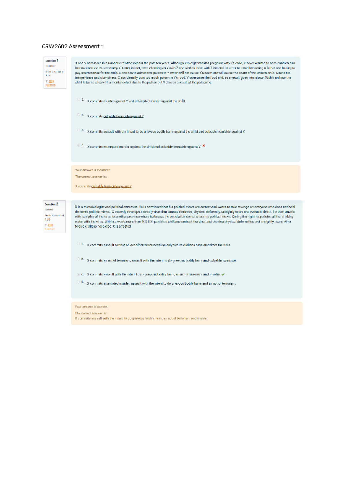 CRW2602 Assessment 1 Review Questions & Answers - Sem 2 2024 - Studocu