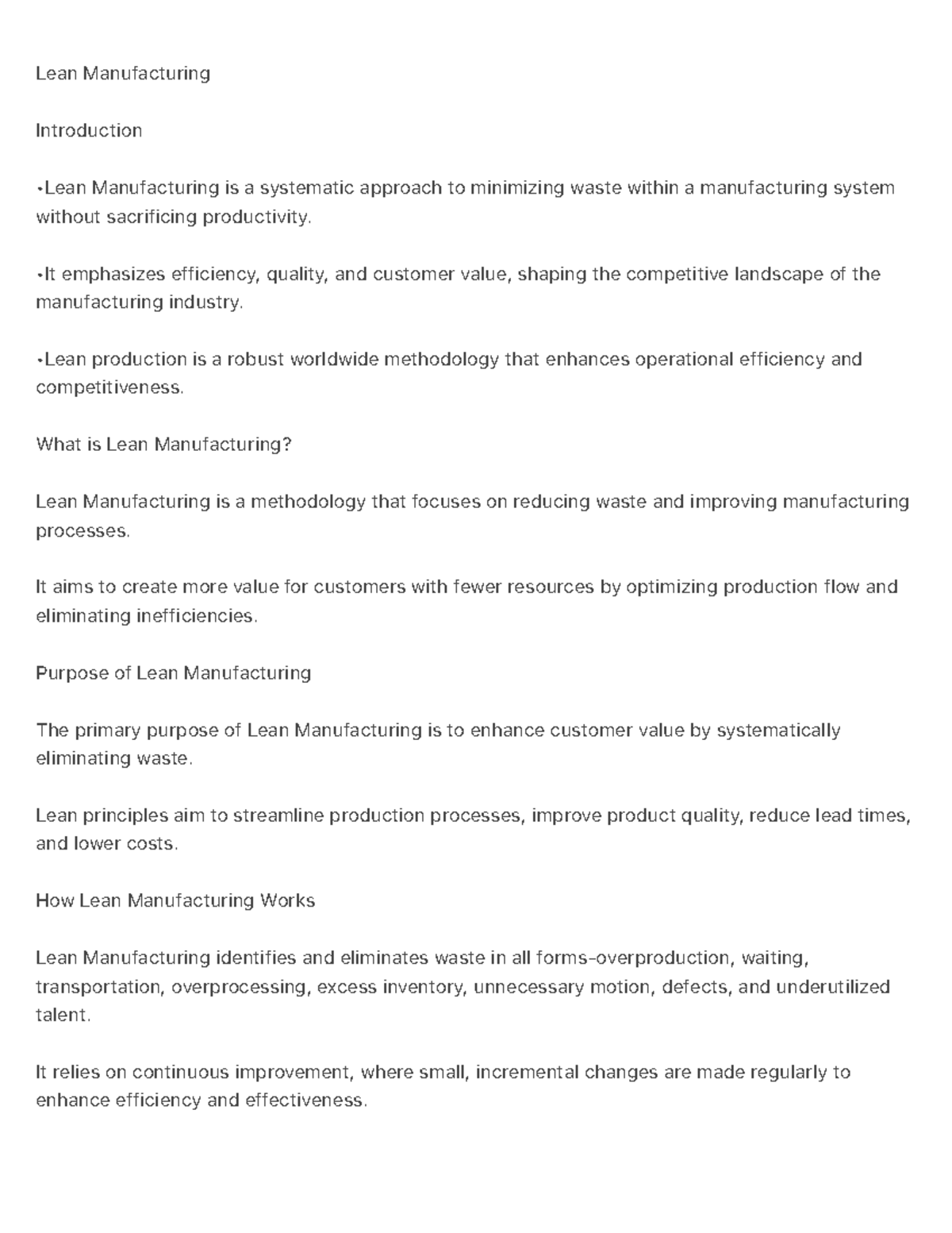Lean Manufacturing: An Introduction to Waste Reduction and Efficiency ...