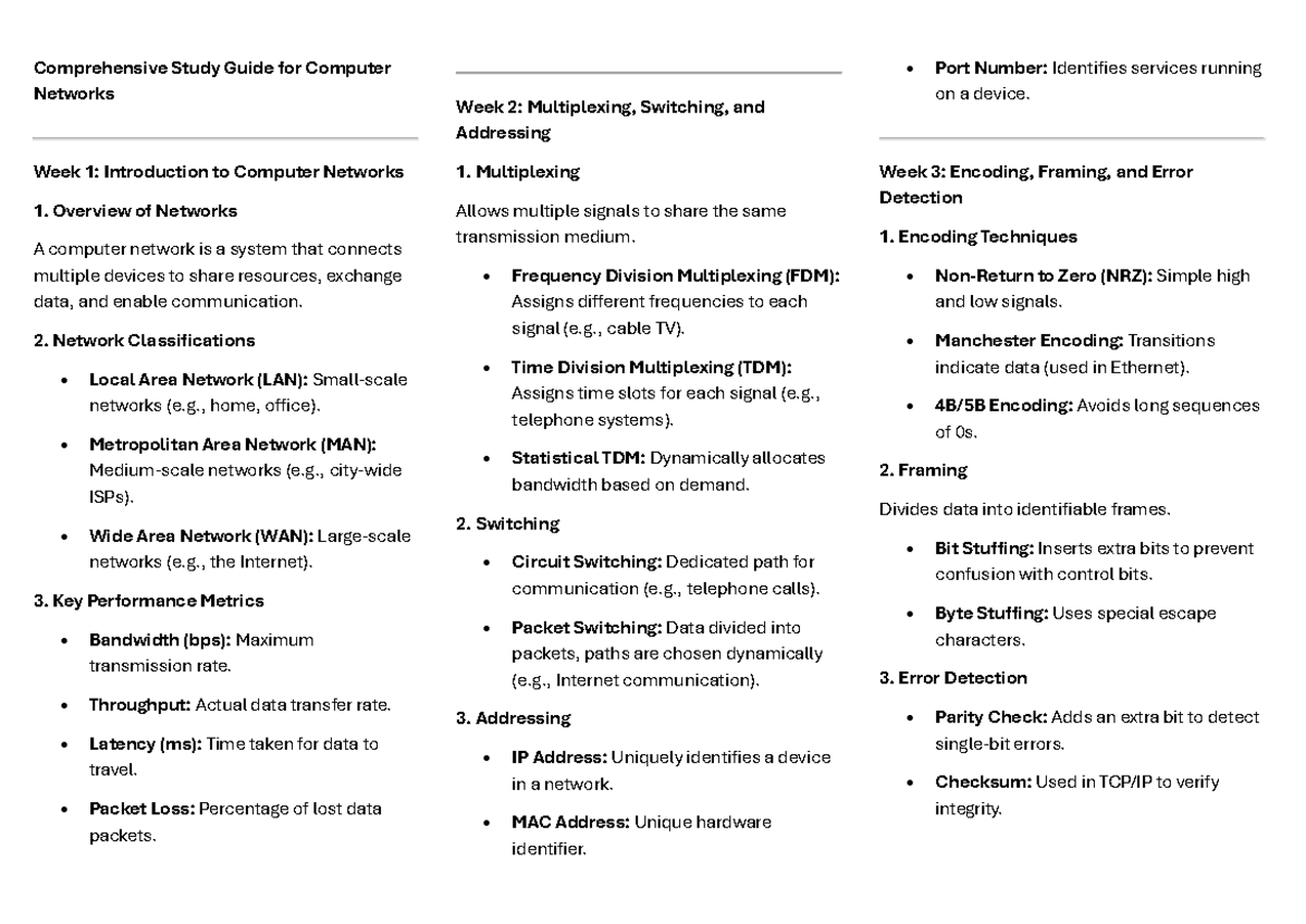 Computer Network (Part 1) Notes - Comprehensive Study Guide for ...