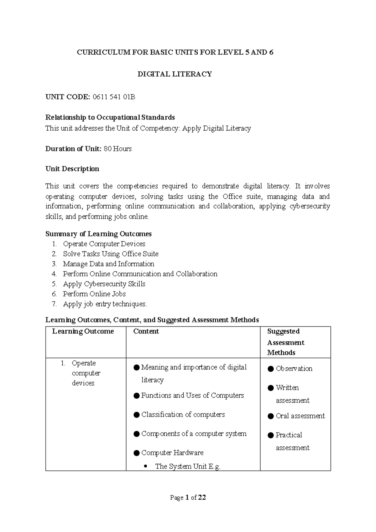 3. Curriculum for Basic Units Level 5 & 6 on 10032024 - CURRICULUM FOR ...