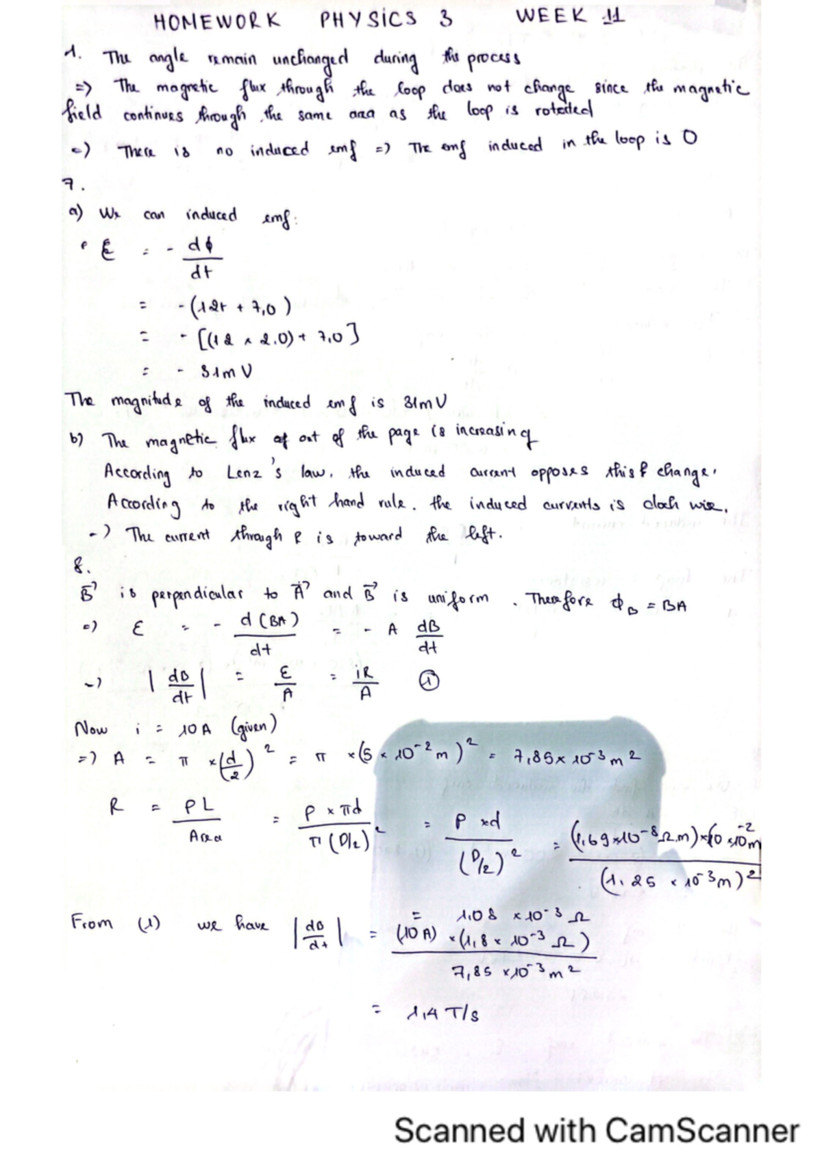 PHYSICS 3 HOMEWORK 11 - HOMEWORK PHYSICS 3 WEEK 11 l. The angle remain ...