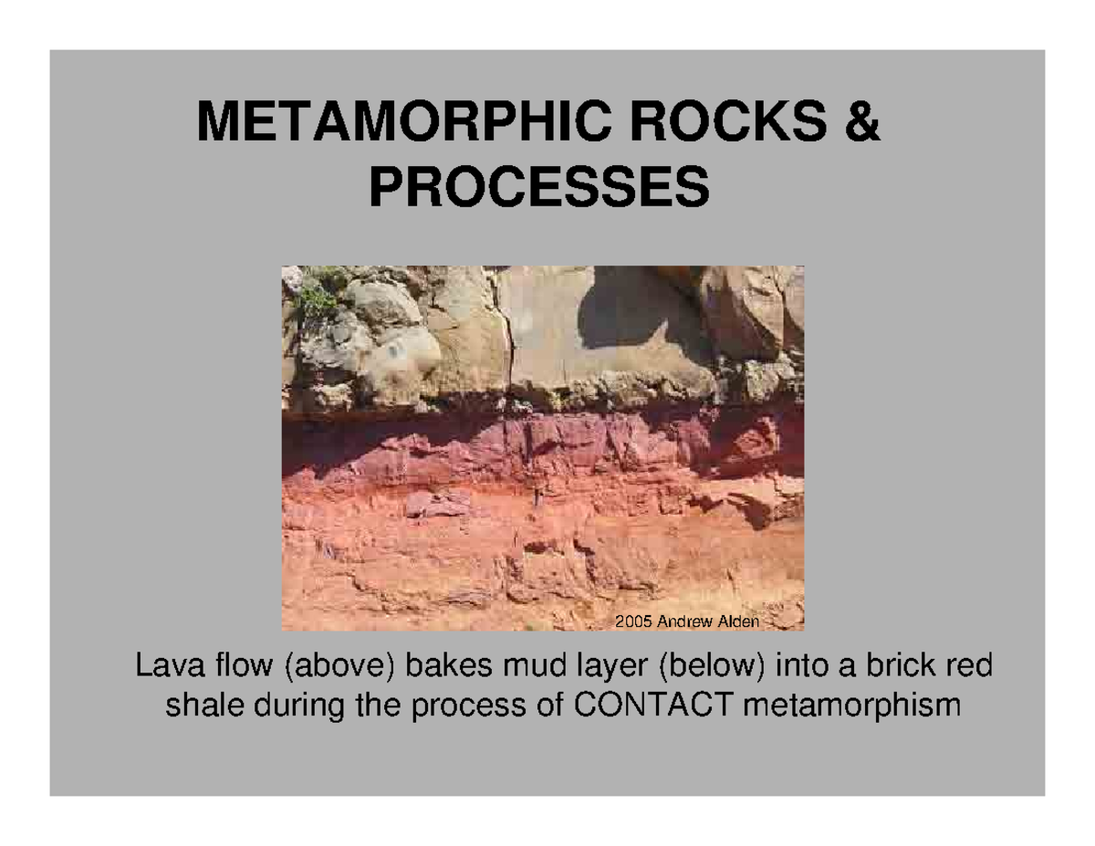 Geology Lecture Notes: Week 3b on Metamorphic Rocks & Processes - Studocu