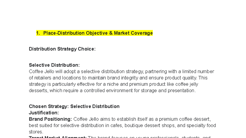Supply Chain Place Distribution Strategy for Coffee Jello G4 - Studocu