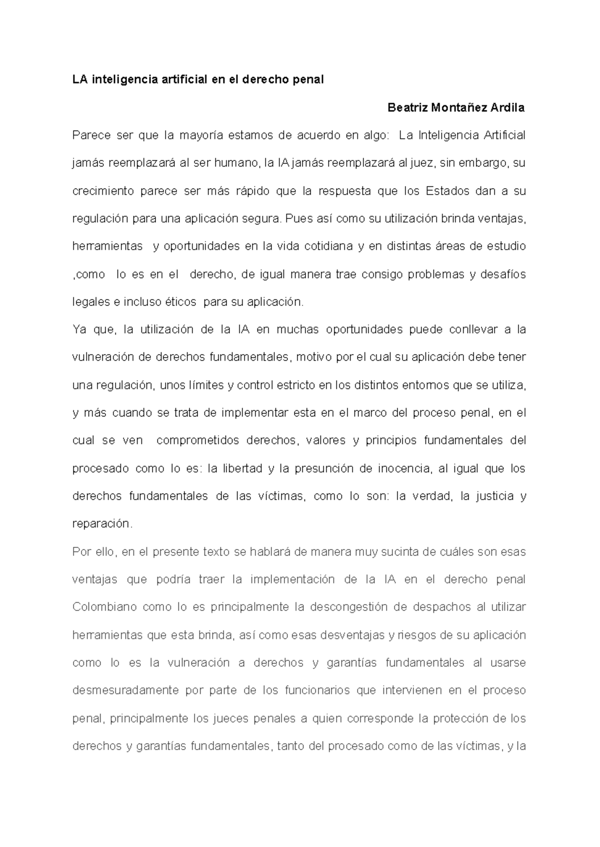 LA inteligencia artificial en el derecho penal- Beatriz Montañez - LA ...