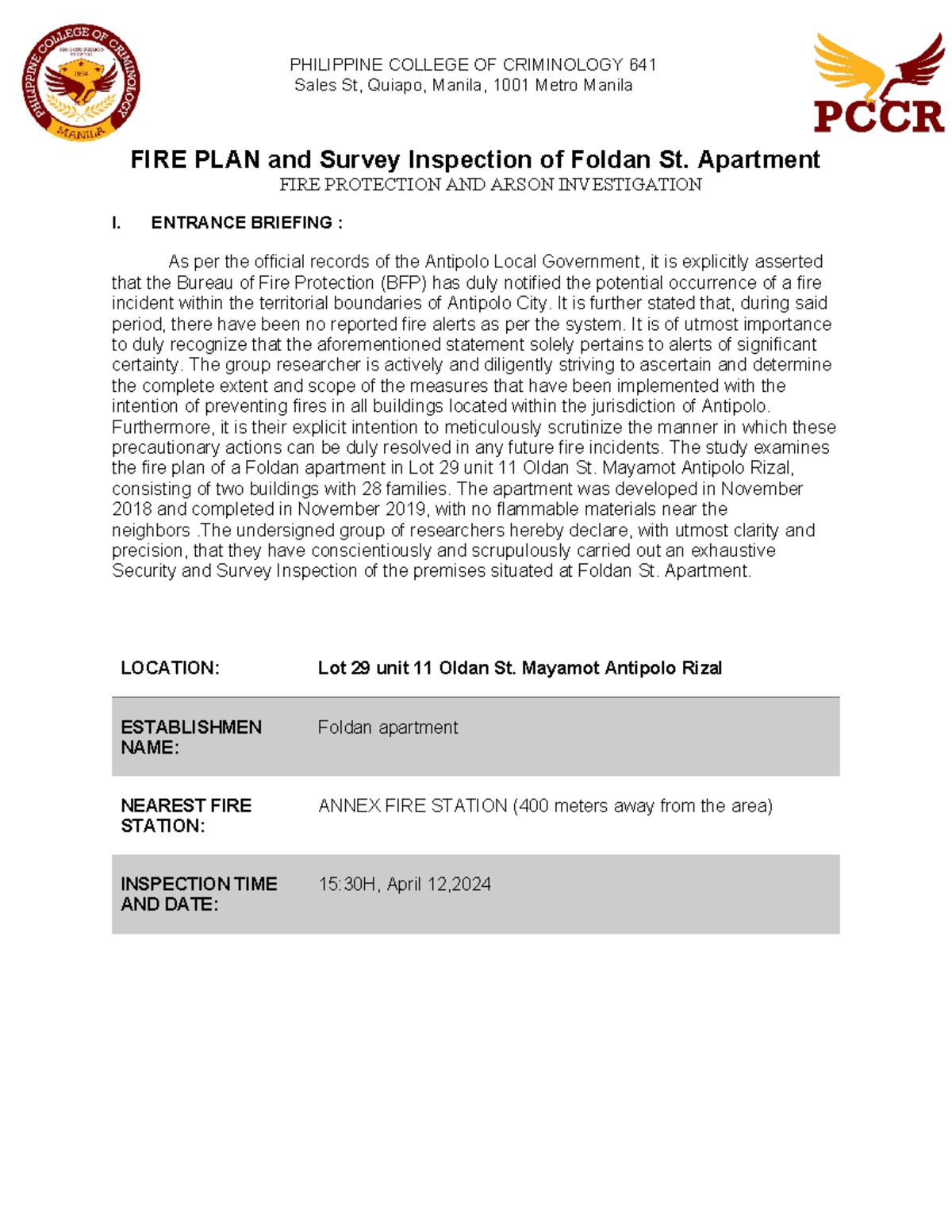 FIre-plan-3a04 - Sales St, Quiapo, Manila, 1001 Metro Manila FIRE PLAN ...