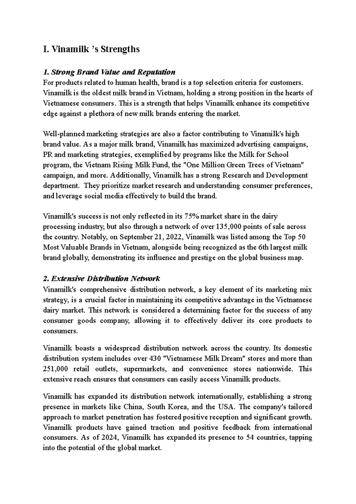 Vinamilk%20%E2%80%99s%20Strength - I. Vinamilk ’s Strengths 1. Strong ...