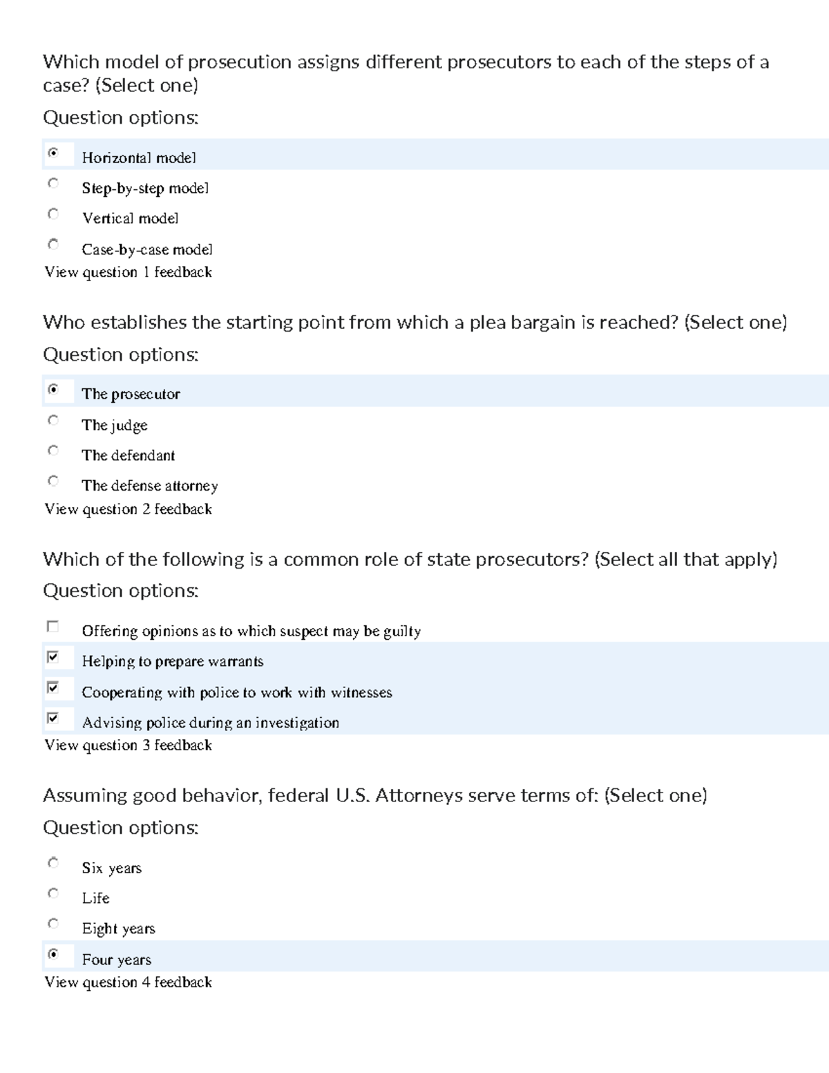 4-0 Criminal Prosecution Knowledge Check Quiz - Studocu