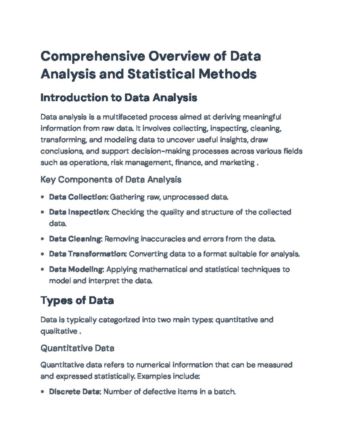 Data Analysis: Techniques, Methods, and Error Considerations ...