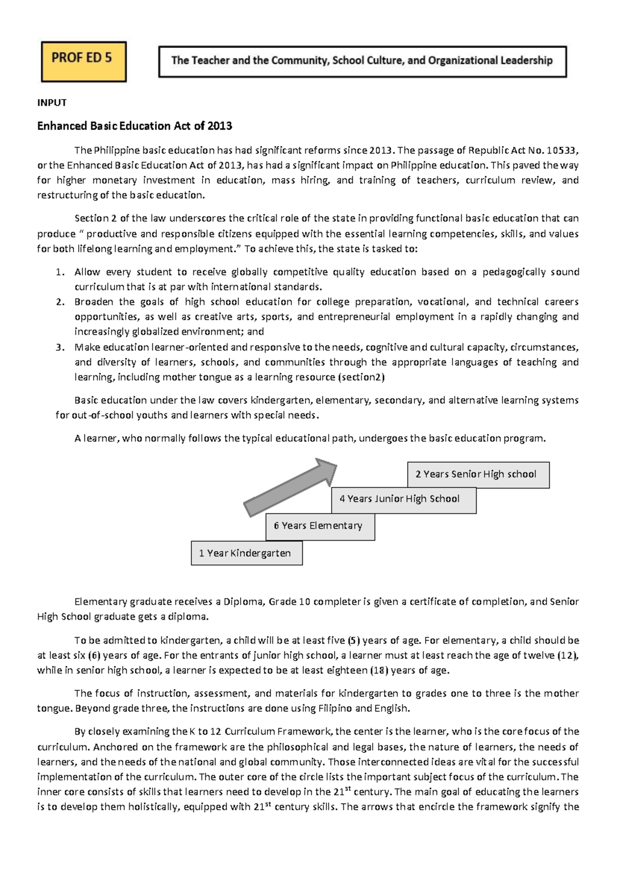 WEEK 3 Lesson: Educational Reforms in K to 12 Curriculum - Studocu