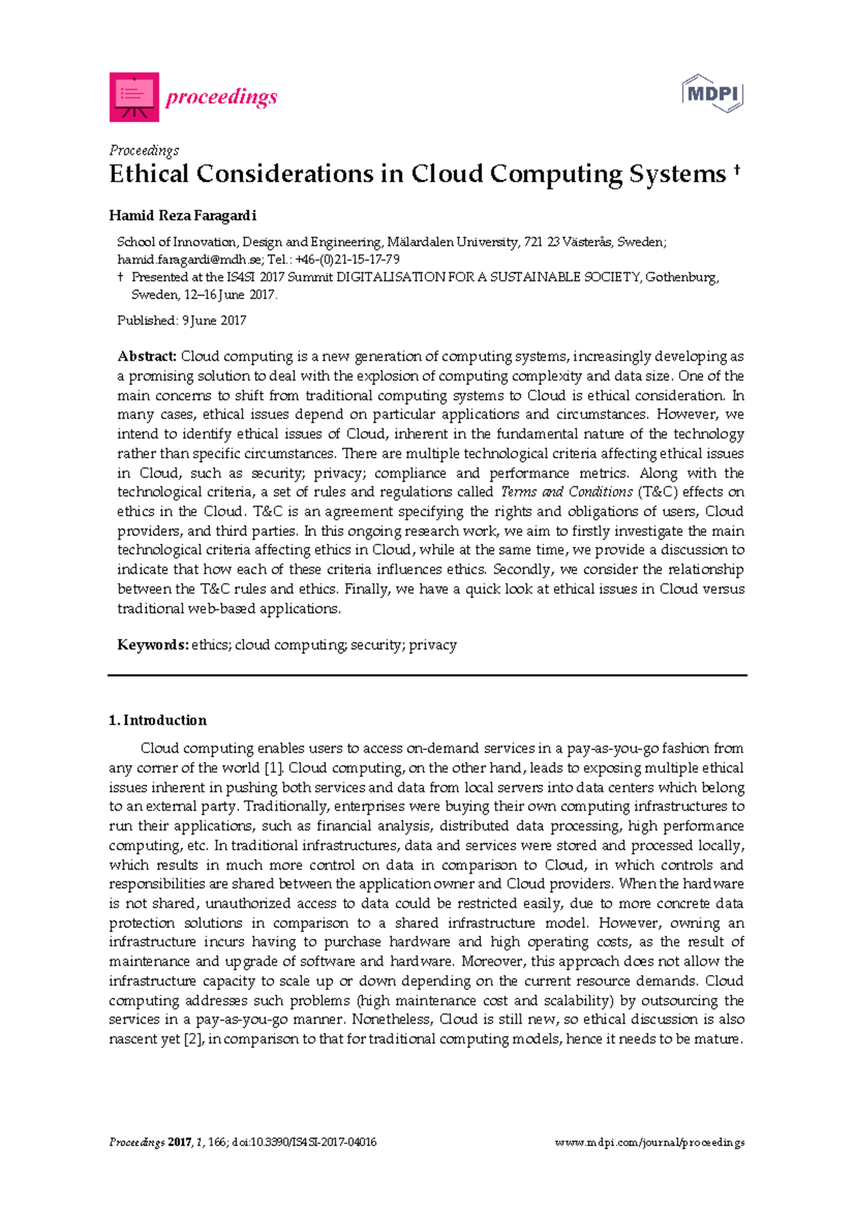 Ethical Considerations in Cloud Computing Systems - IS4SI 2017 - Studocu