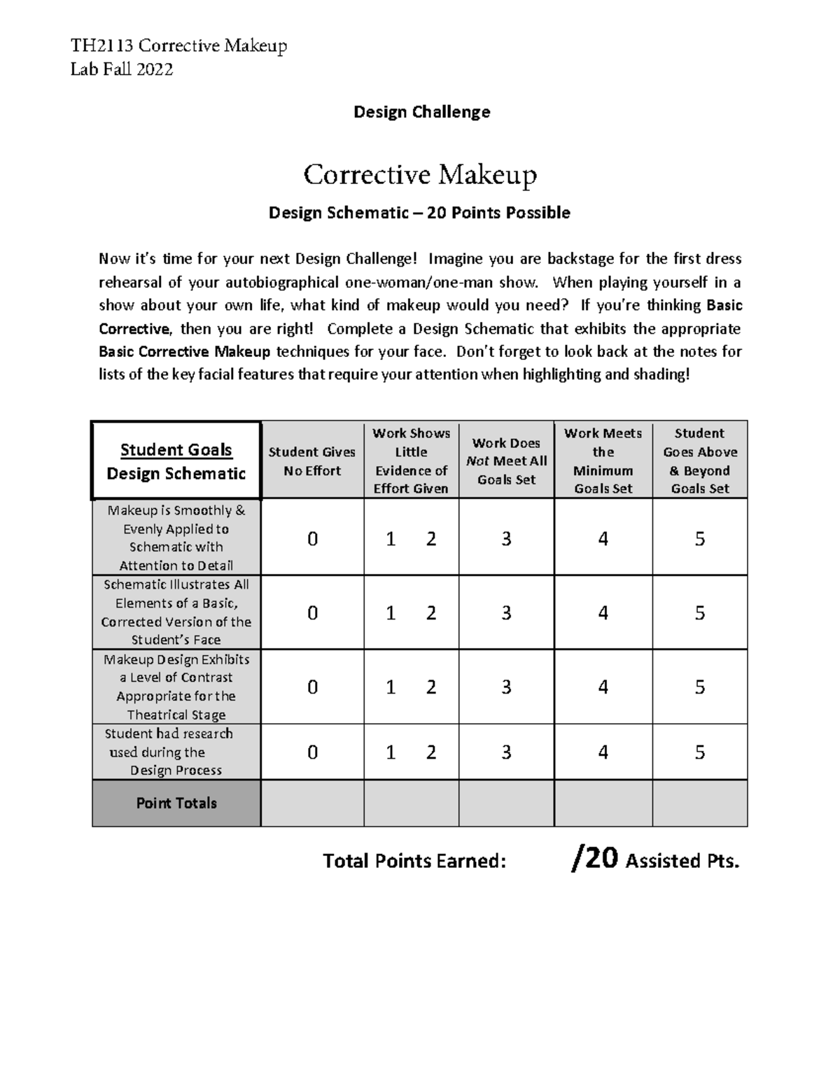 TH2113 Corrective Makeup Lab: Design Challenge & Application Guide ...