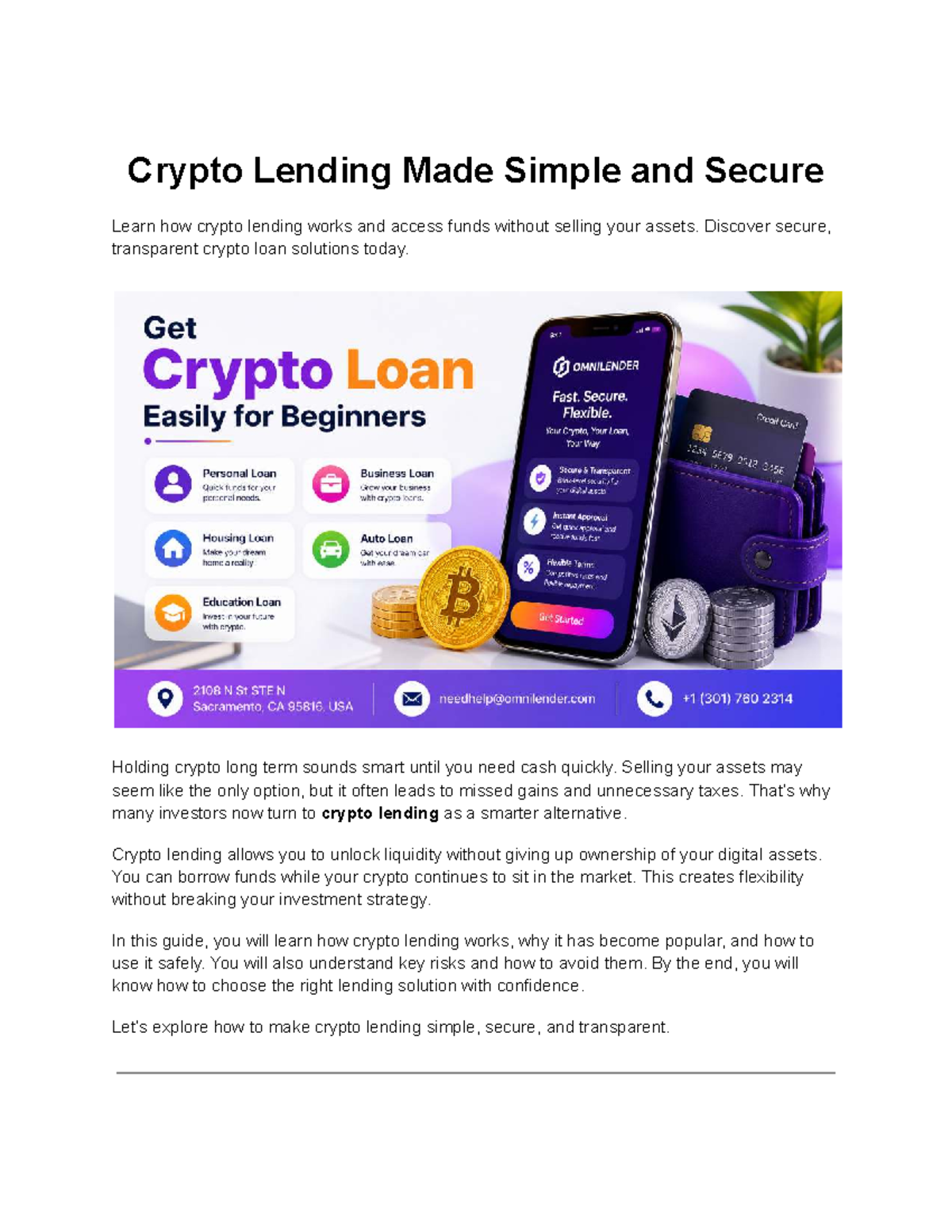 Crypto Lending 101: A Simple & Secure Guide to Accessing Funds - Studocu
