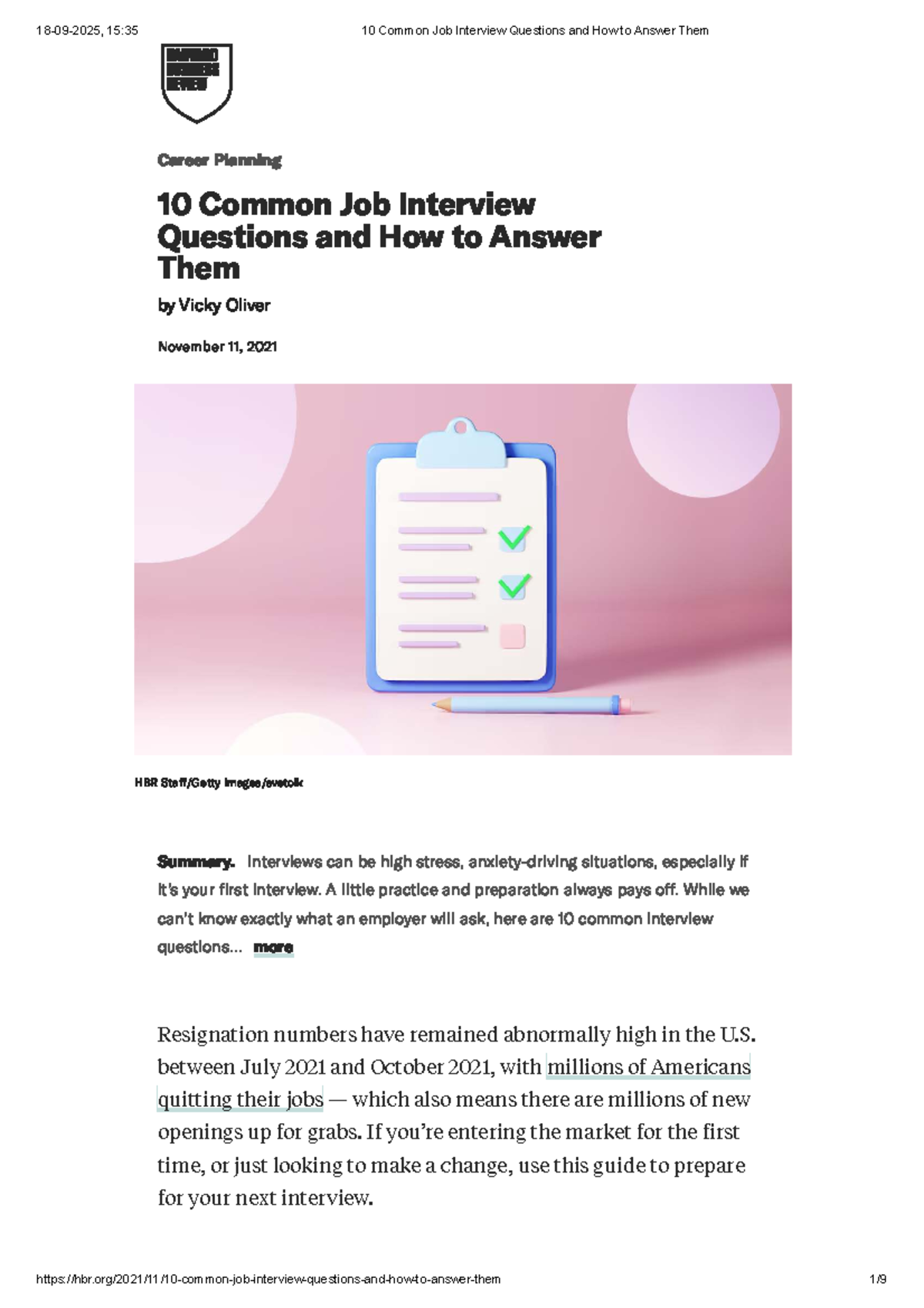 Career Planning: 10 Common Job Interview Questions & Answers - Studocu