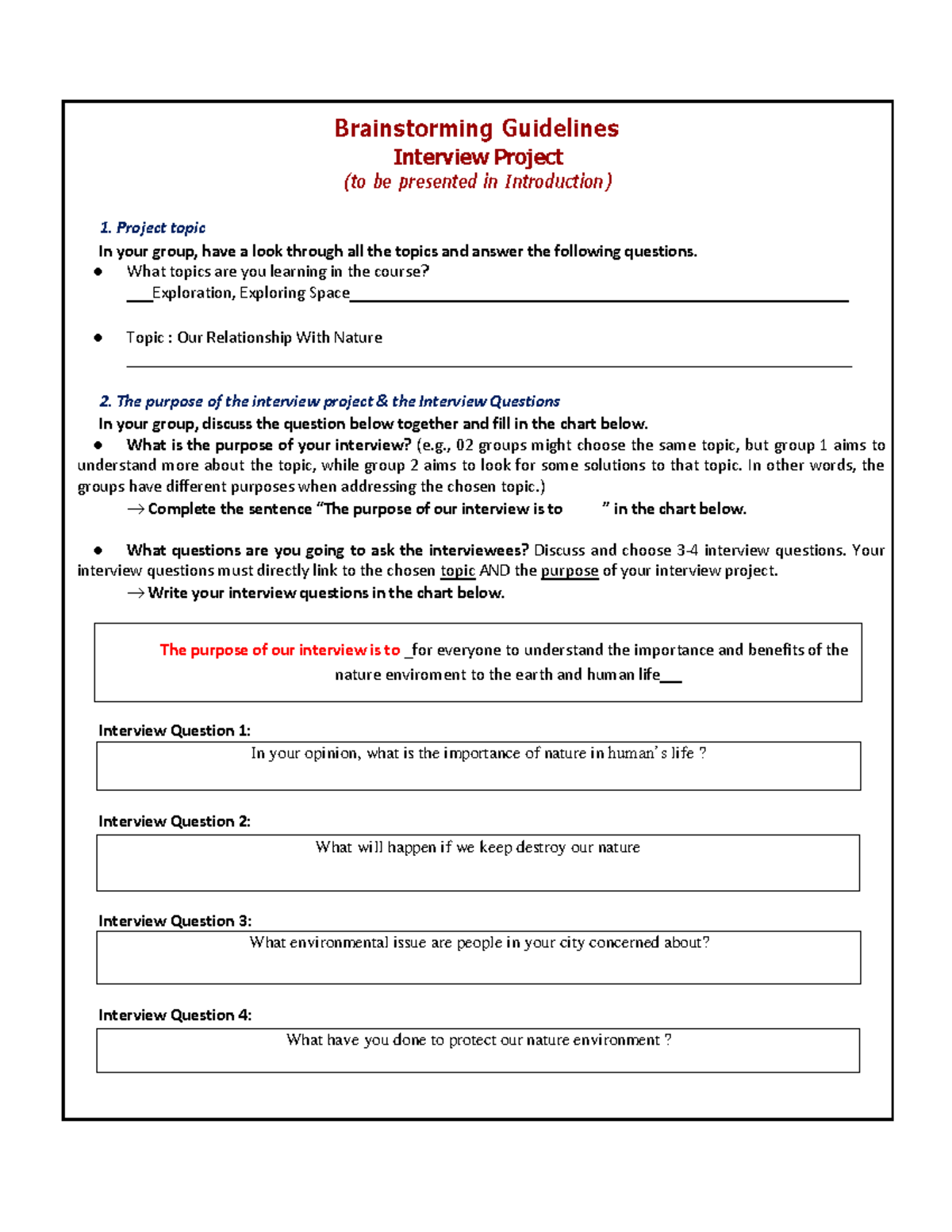 Project Interview Duong Hoang Phuc - Brainstorming Guidelines Interview ...