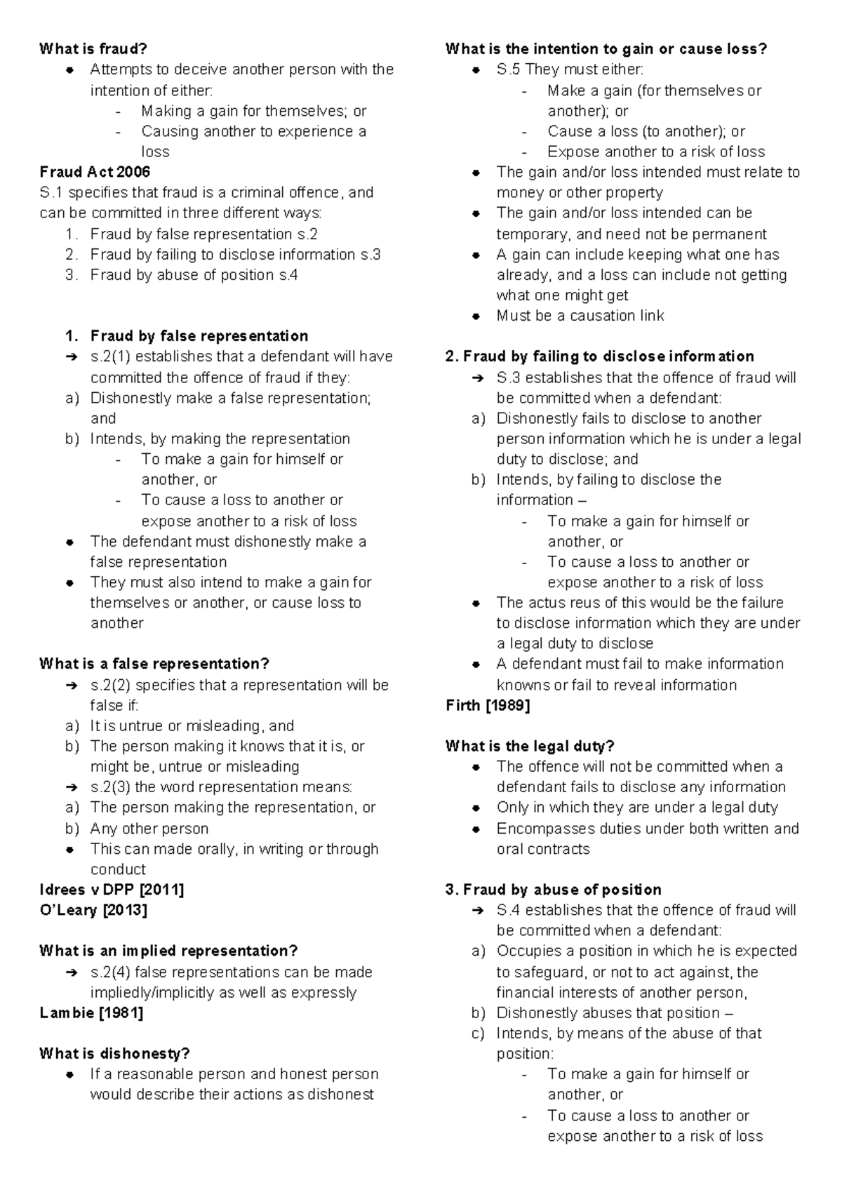 Fraud Overview: Understanding the Fraud Act 2006 (S.1-4) - Studocu