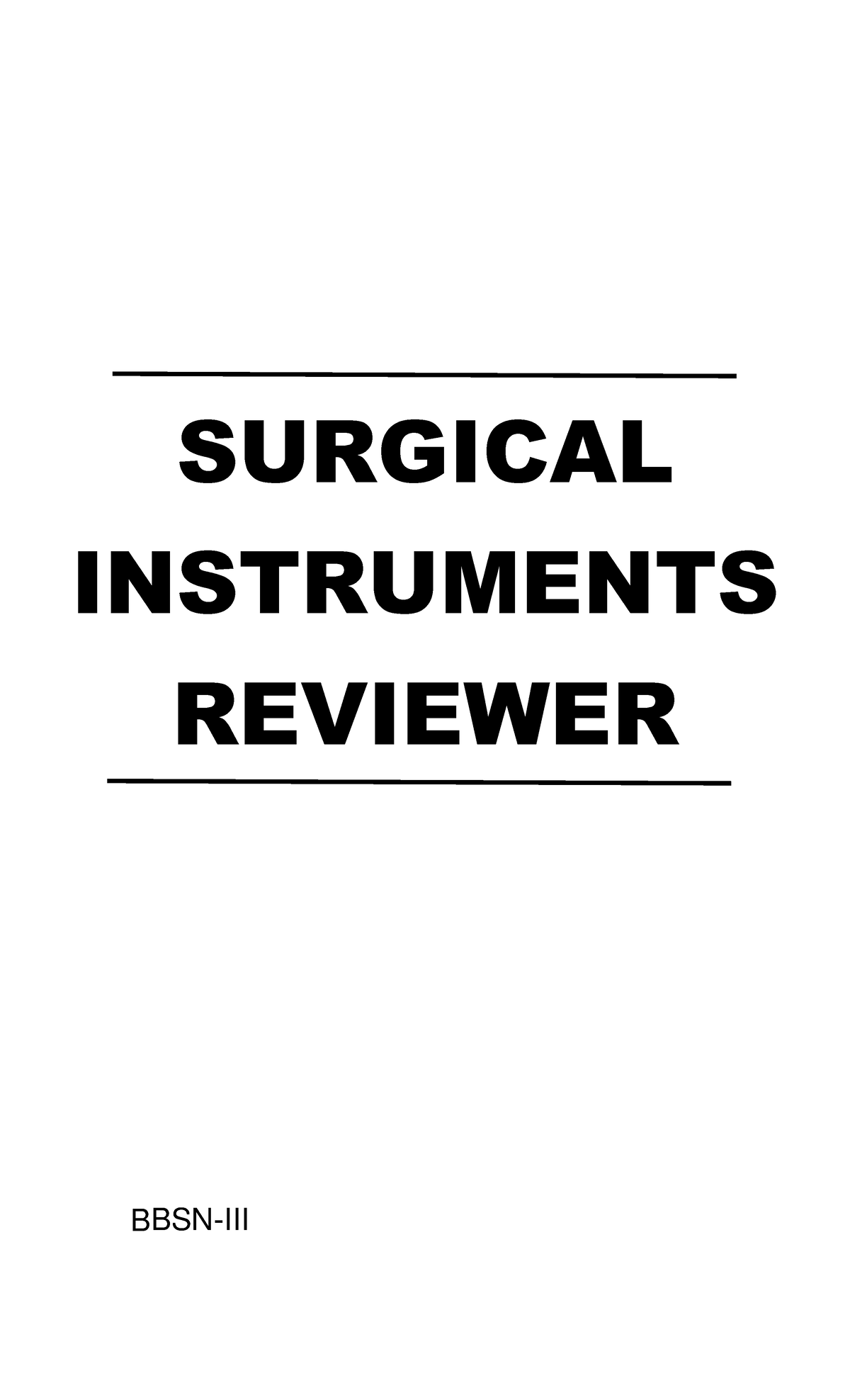 Surgical Instruments Review for BBSN-III: Essential Guide - Studocu