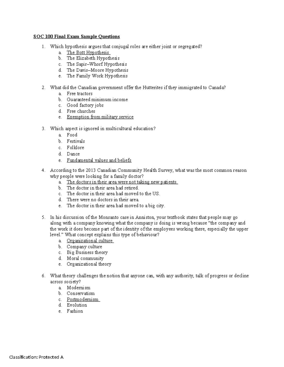 SOC 100 Final Exam Sample Qs: Key Concepts & Theories - Studocu