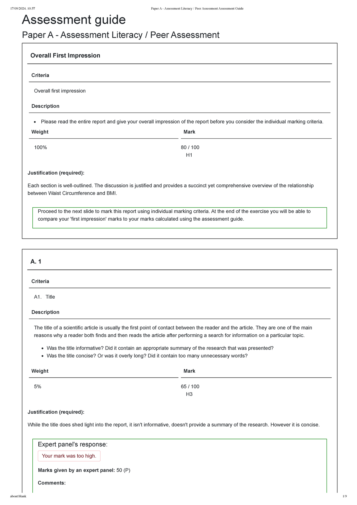 Paper A - Assessment Literacy Peer Assessment Assessment Guide ...
