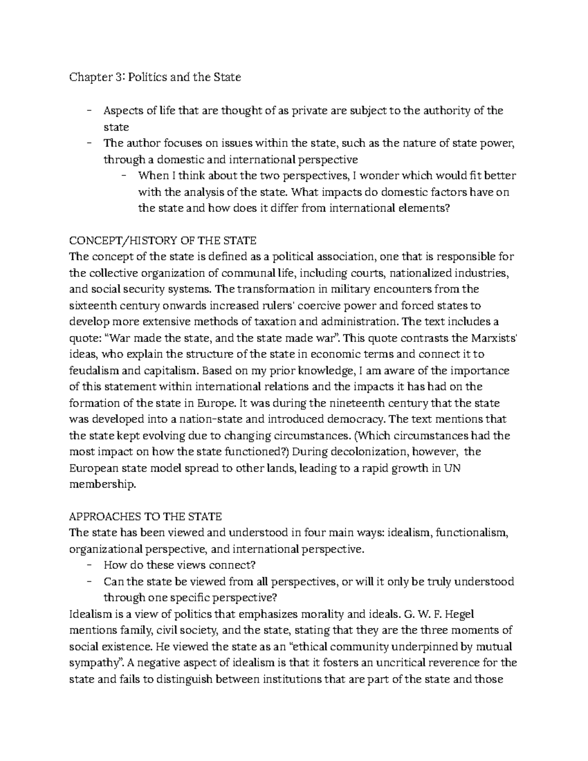 Politics Chapter 3 Notes: The State's Role & Perspectives (POL101 ...