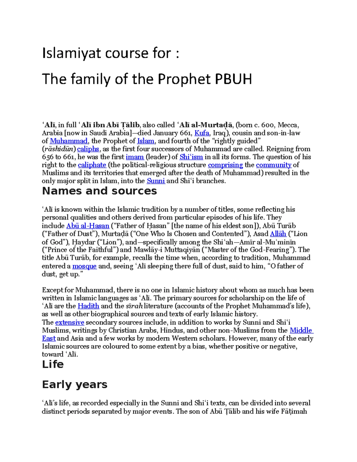 Mojza Isl p1 - Revisoon notes of CAIE Islamiyat - ISLAMIAT NOTES P BY ...