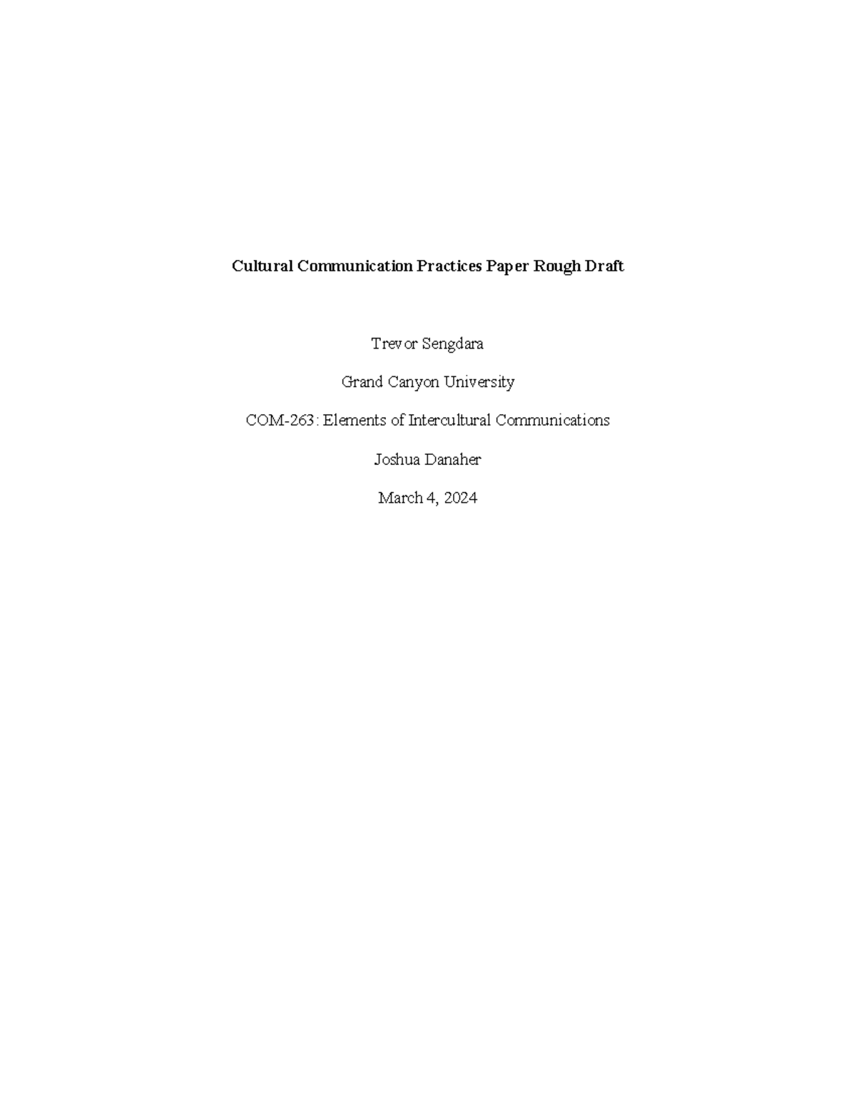 COM-263 Cultural Communication Practices Paper Rough Draft - Studocu