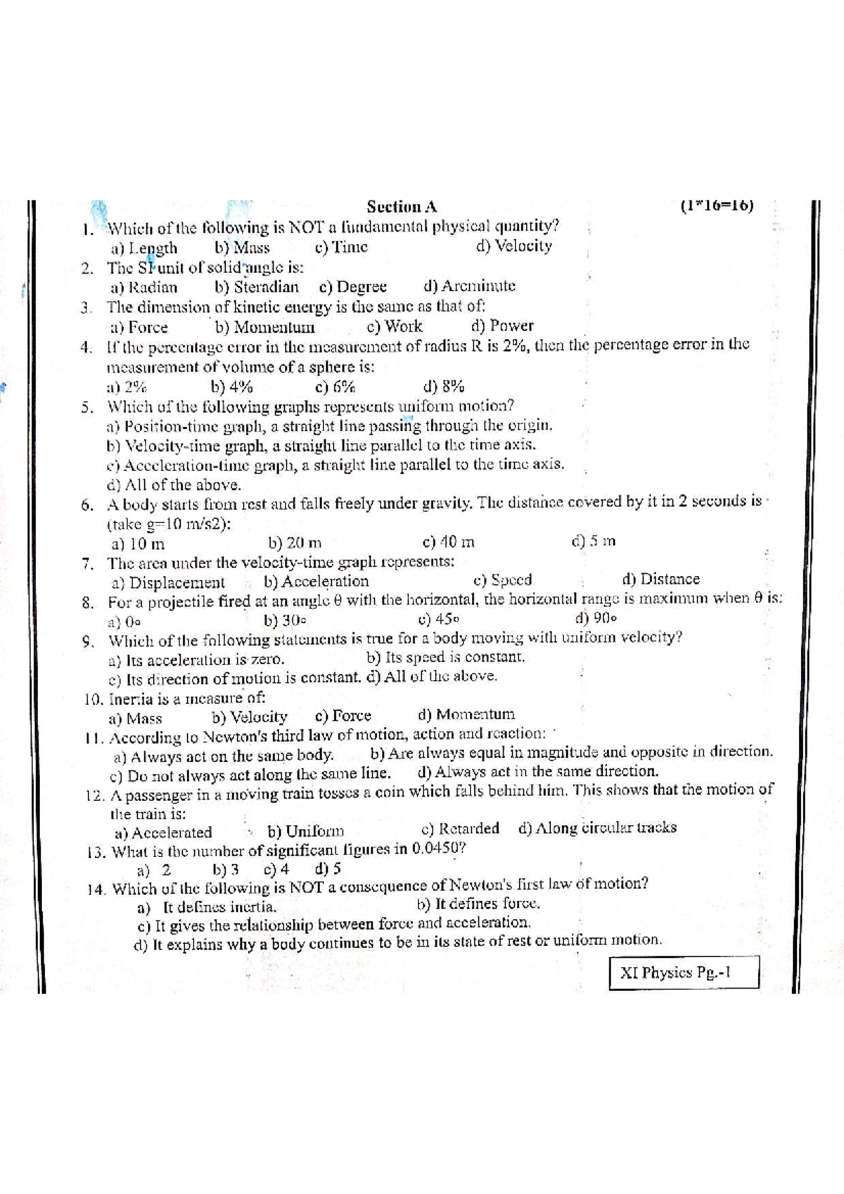 CBSE Class 11 Physics: Key Concepts and Questions for NCERT Chapters ...