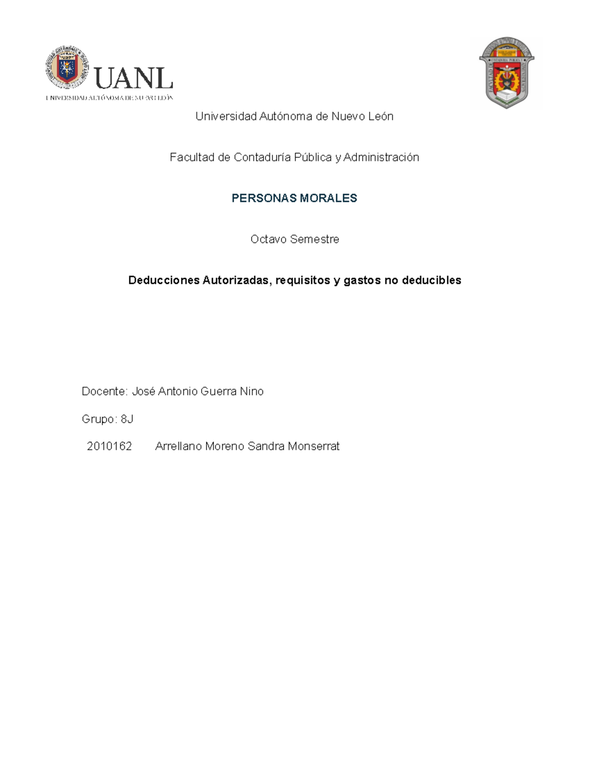 Evidencia 4 - Universidad Autónoma de Nuevo León Facultad de Contaduría ...