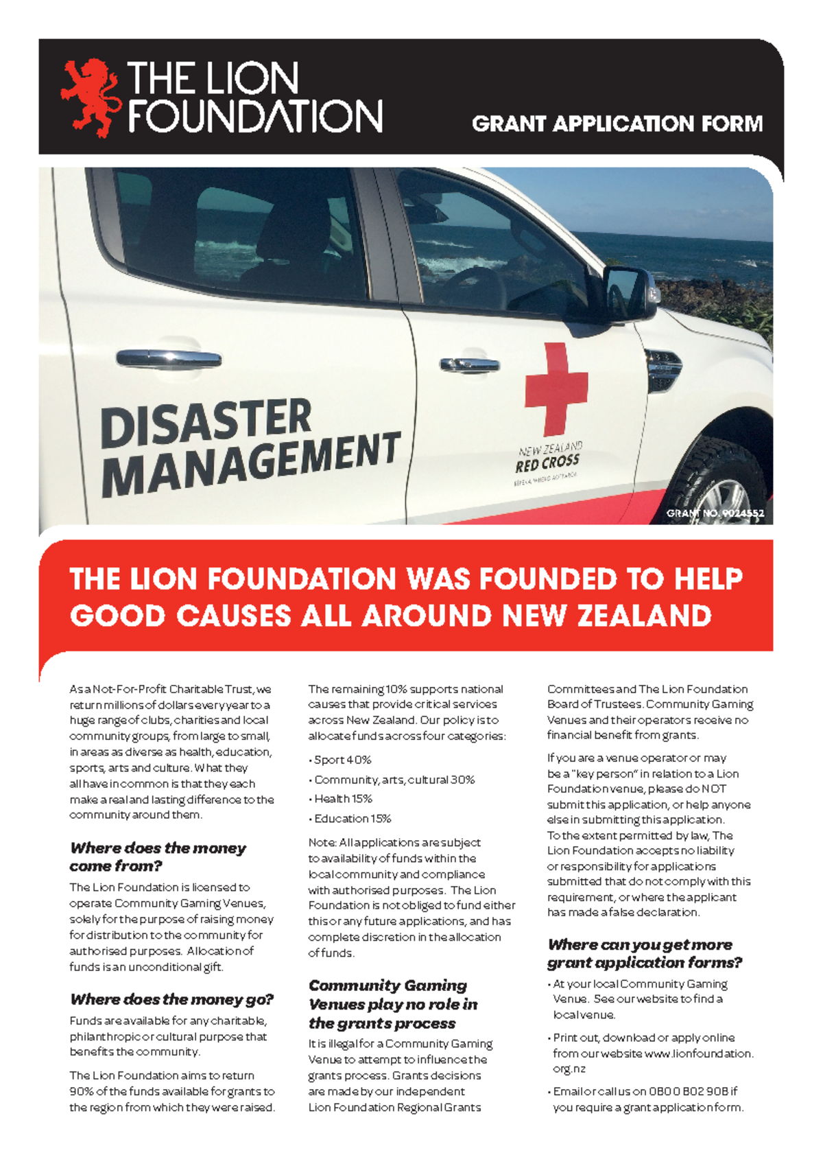 Lion Foundation Grant Application Form - Community Funding Guidelines ...