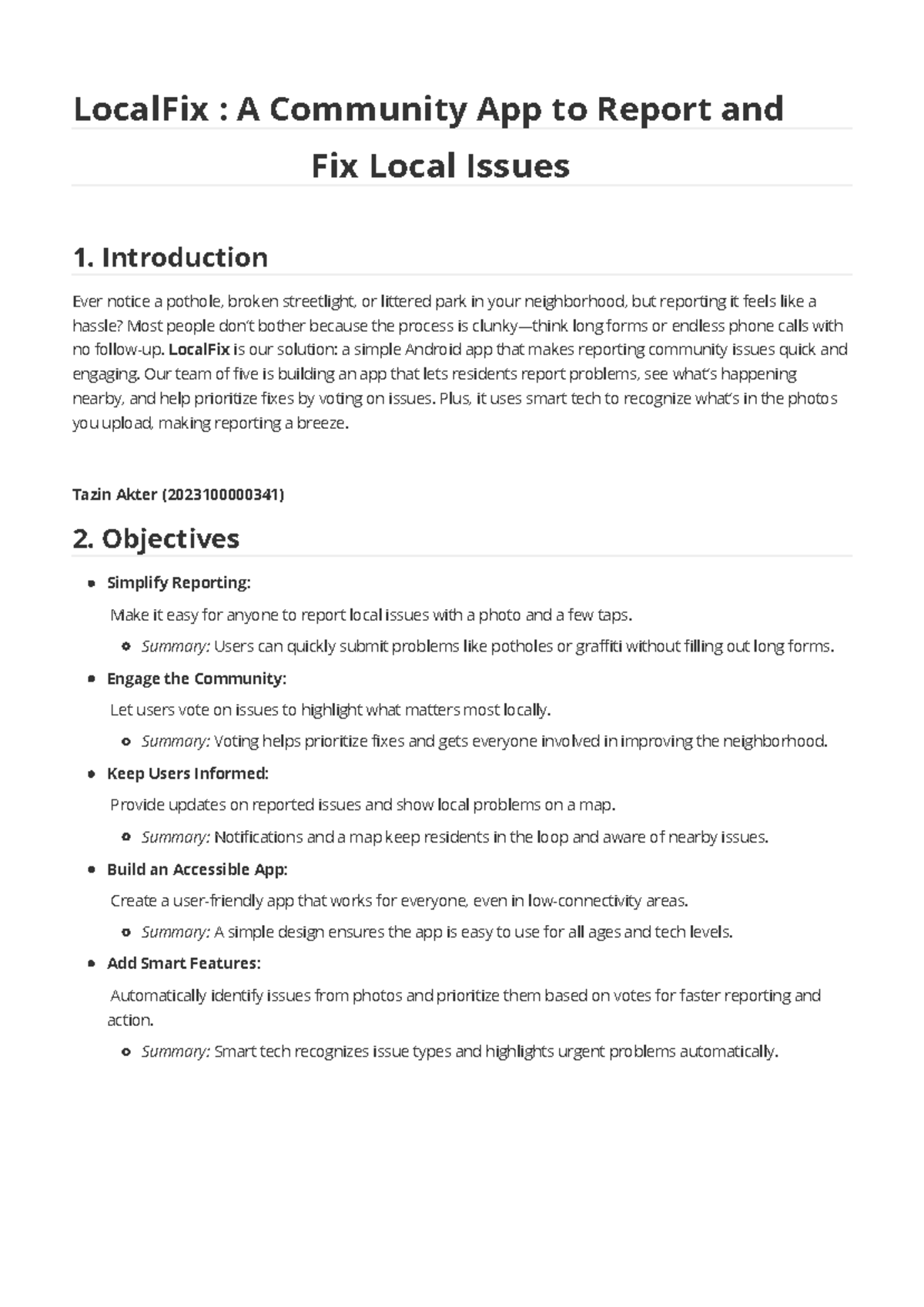 LocalFix: Community Reporting App for Local Issues (Project) - Studocu